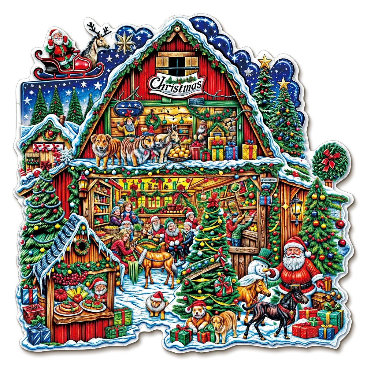 Christmas Grocery Store Wooden Jigsaw Puzzle - KAAYEE Puzzle