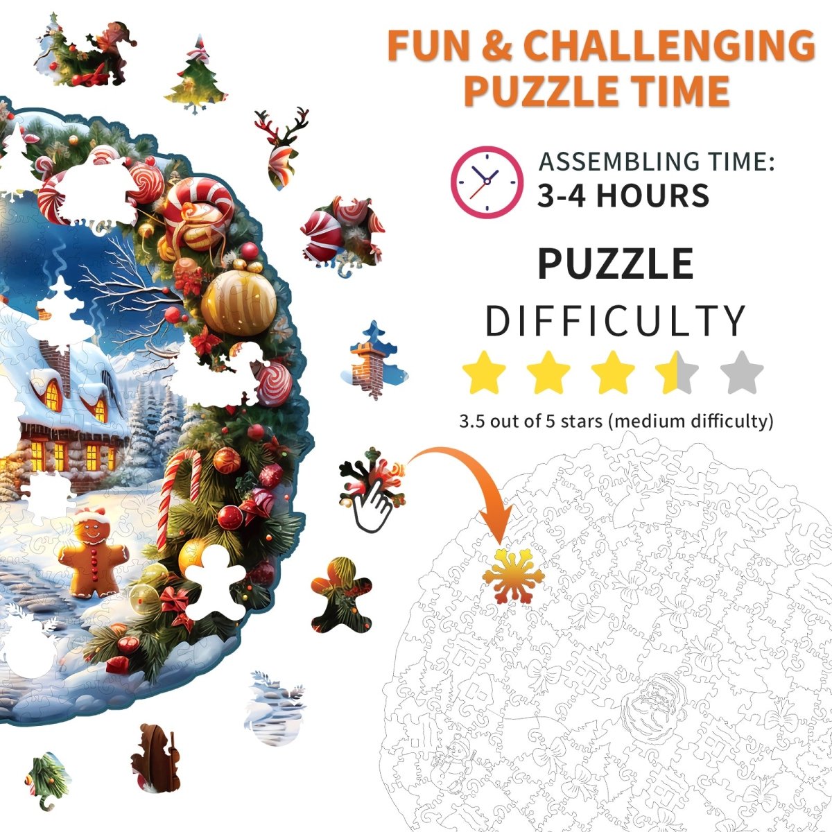 Christmas House Wooden Jigsaw Puzzle - KAAYEE Puzzle