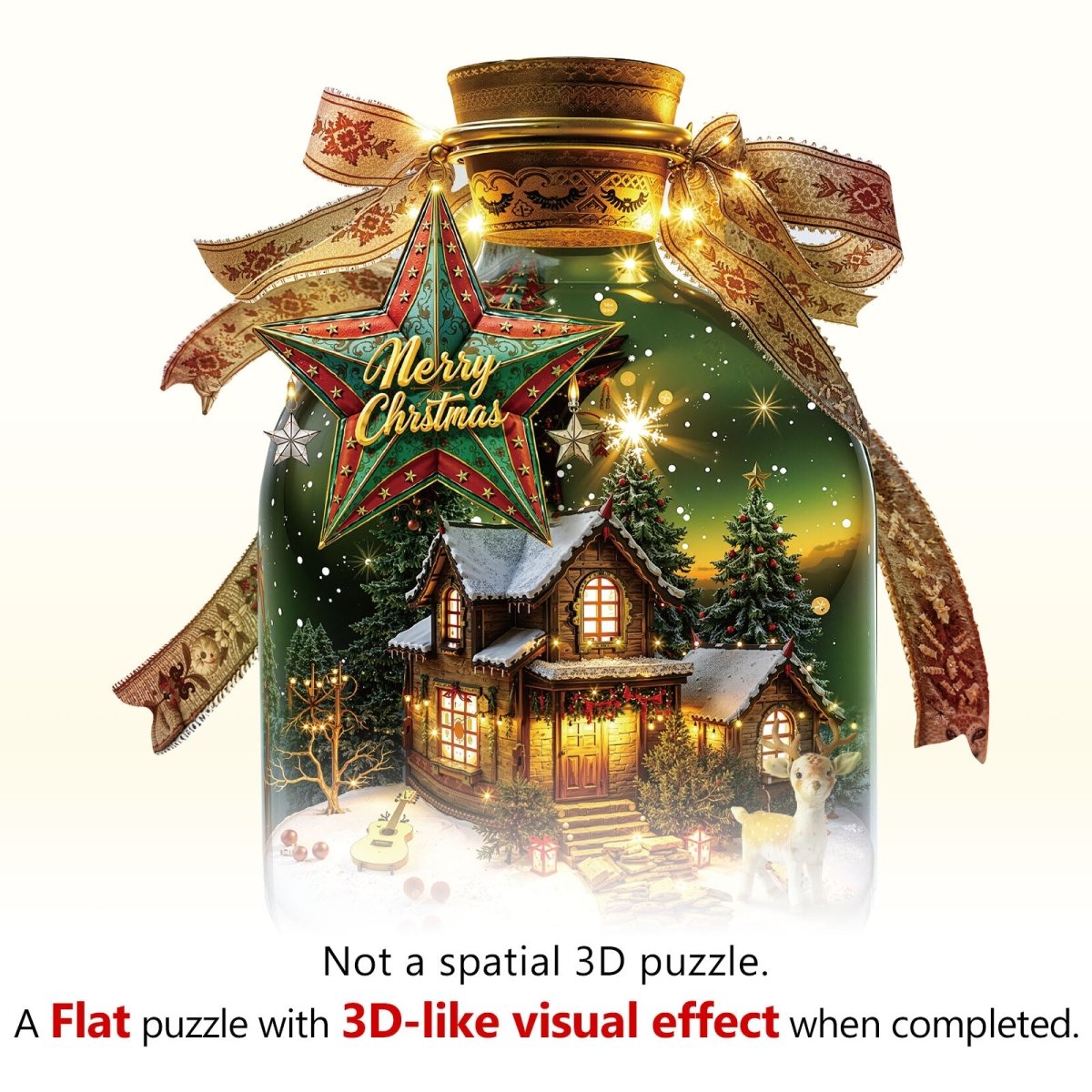 Christmas message in a bottle Wooden Jigsaw Puzzle - KAAYEE Puzzle