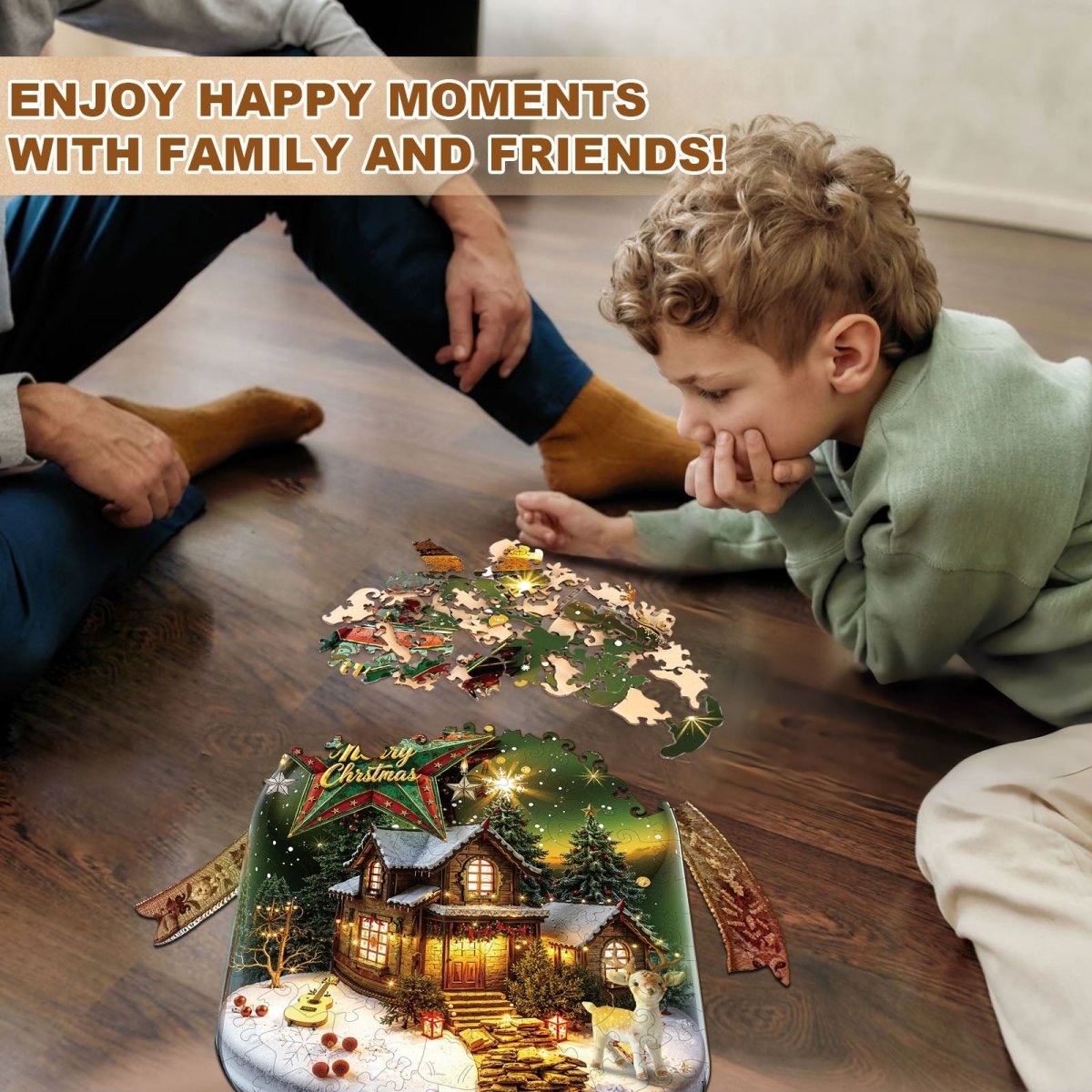 Christmas message in a bottle Wooden Jigsaw Puzzle - KAAYEE Puzzle