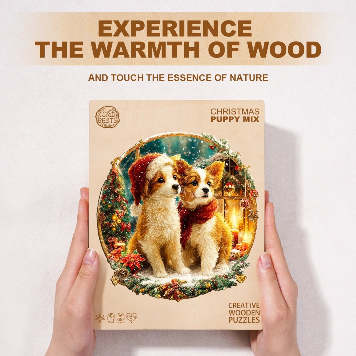 Christmas Puppy Mix Wooden Jigsaw Puzzle - KAAYEE Puzzle