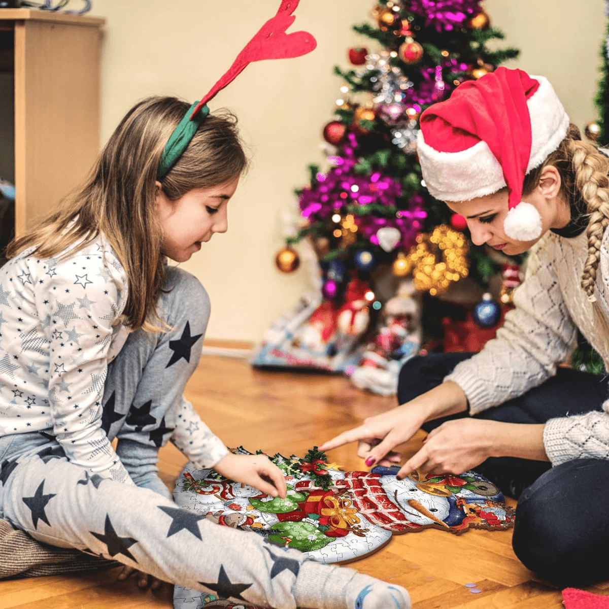 CHRISTMAS SNOWMAN Wooden Jigsaw Puzzle - KAAYEE Puzzle