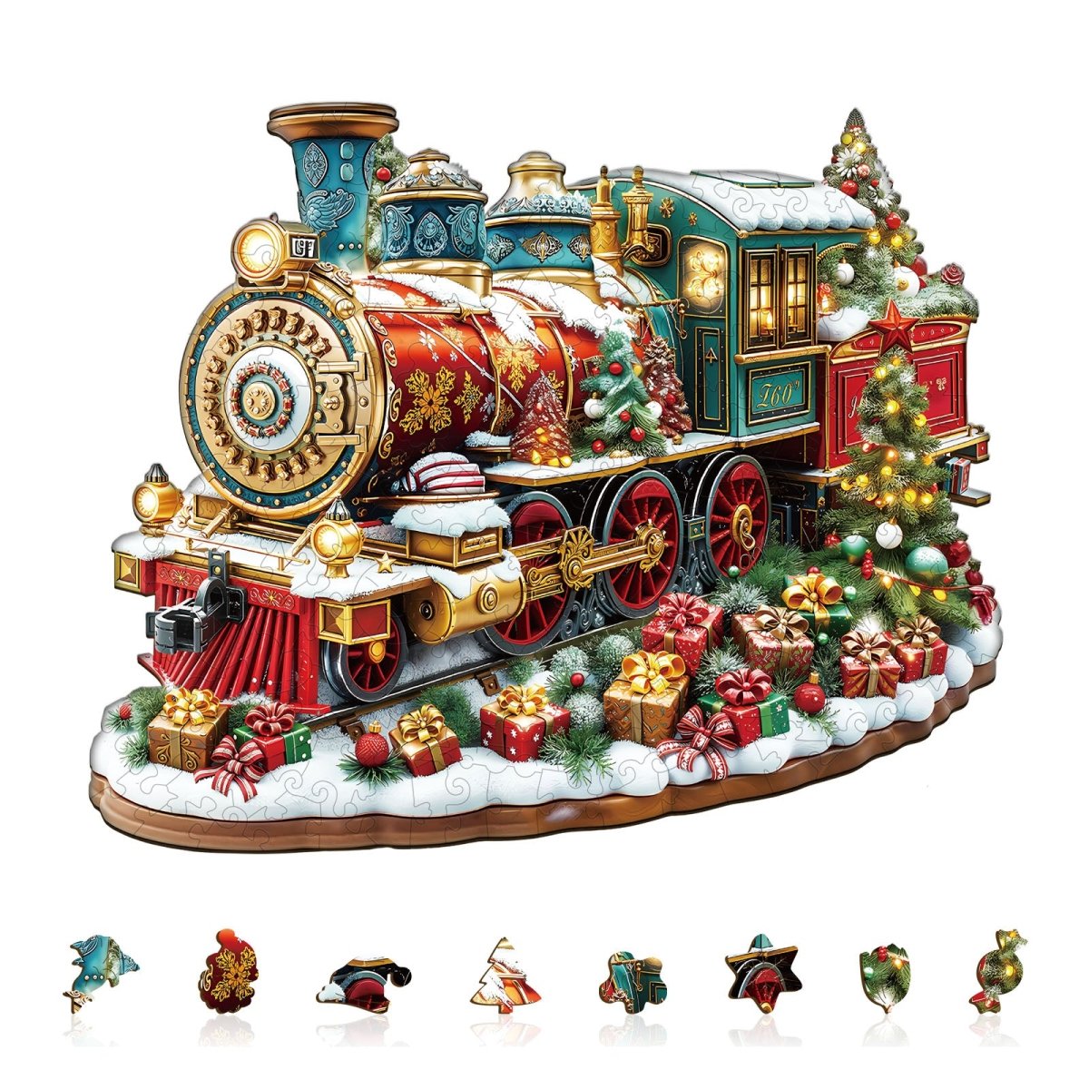 Christmas Train Wooden Jigsaw Puzzle - KAAYEE Puzzle