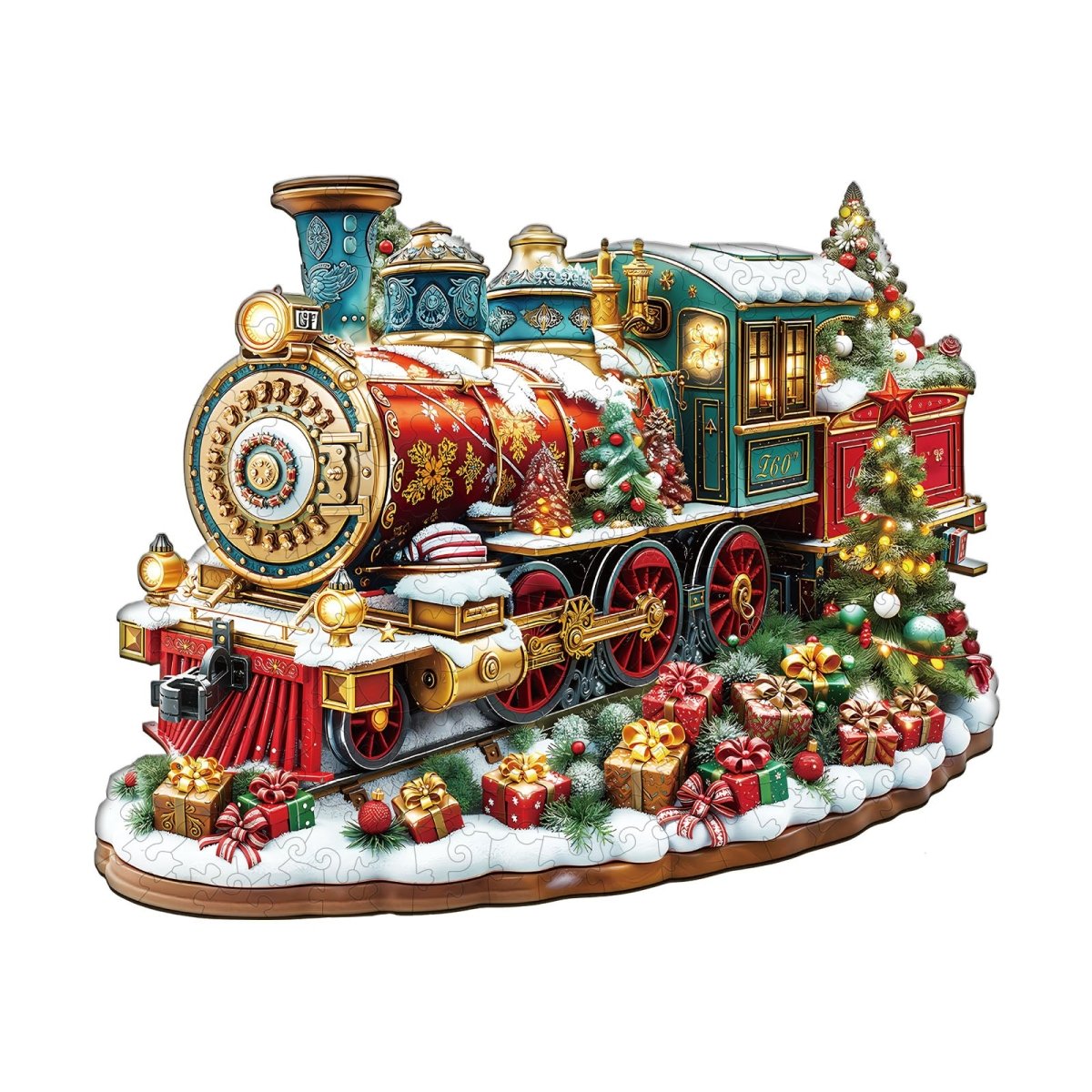 Christmas Train Wooden Jigsaw Puzzle - KAAYEE Puzzle