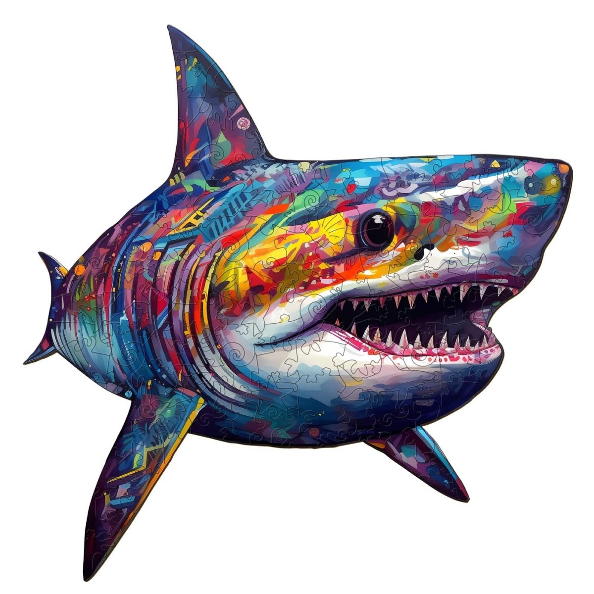 Colored Shark Wooden Jigsaw Puzzle - KAAYEE Puzzle
