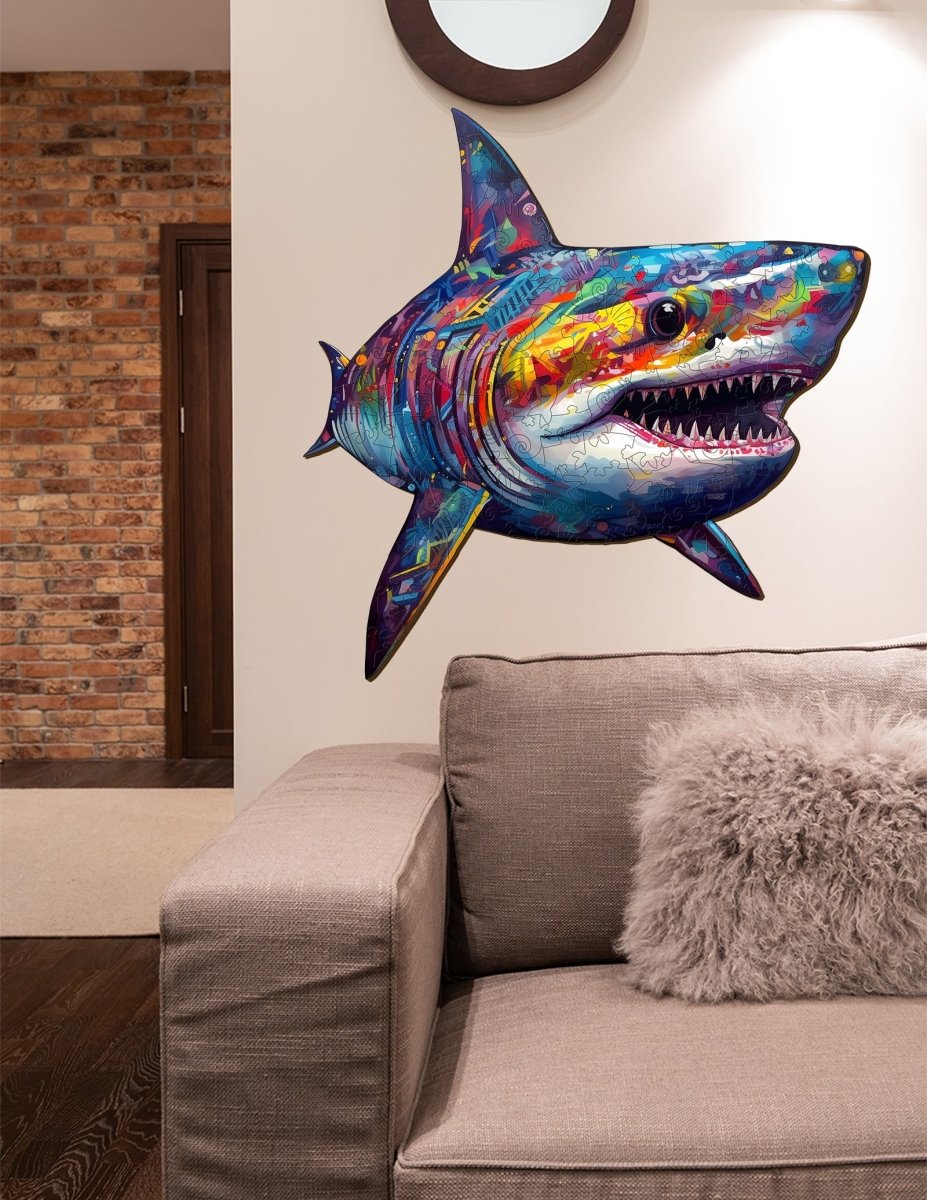 Colored Shark Wooden Jigsaw Puzzle - KAAYEE Puzzle