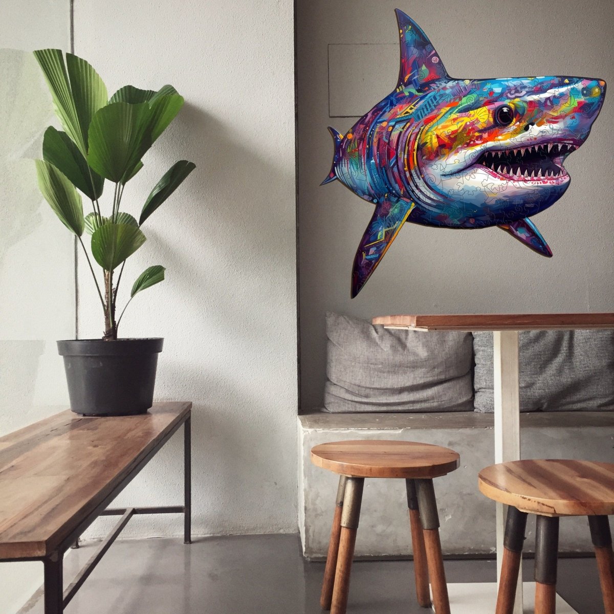 Colored Shark Wooden Jigsaw Puzzle - KAAYEE Puzzle