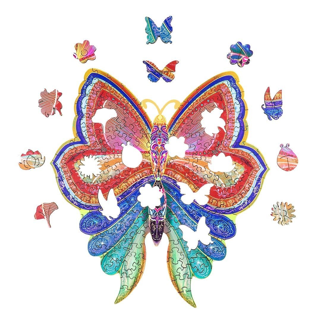 COLORFUL BUTTERFLIES Wooden Jigsaw Puzzle - KAAYEE Puzzle