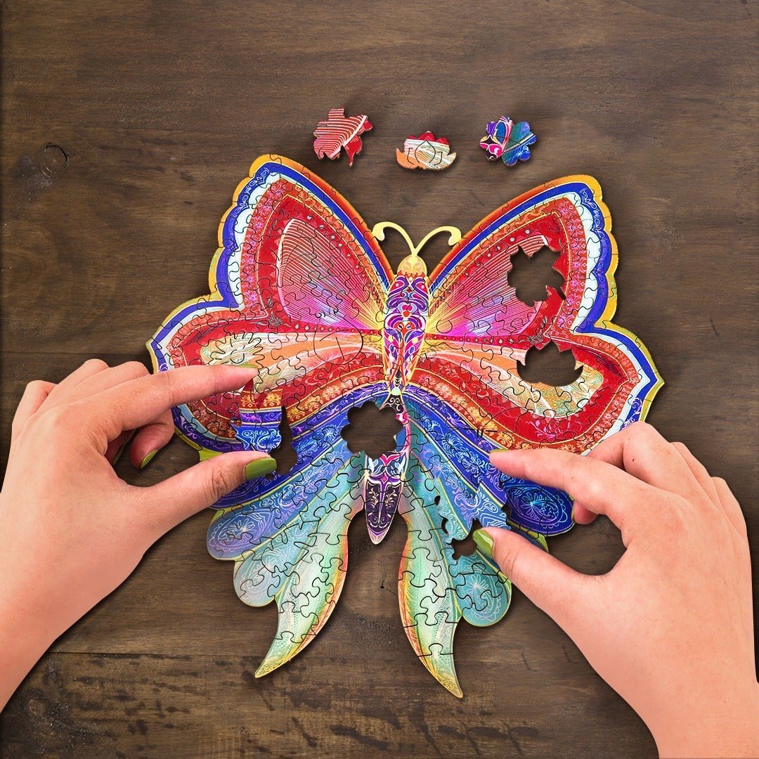 COLORFUL BUTTERFLIES Wooden Jigsaw Puzzle - KAAYEE Puzzle