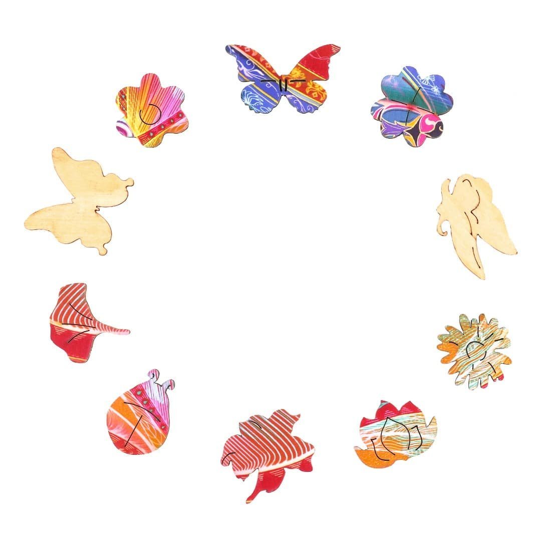 COLORFUL BUTTERFLIES Wooden Jigsaw Puzzle - KAAYEE Puzzle