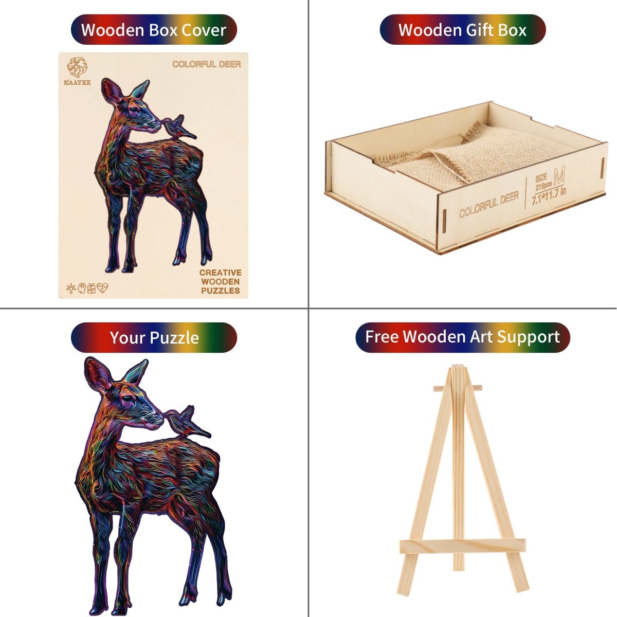 Colorful Deer Wooden Jigsaw Puzzle - KAAYEE Puzzle