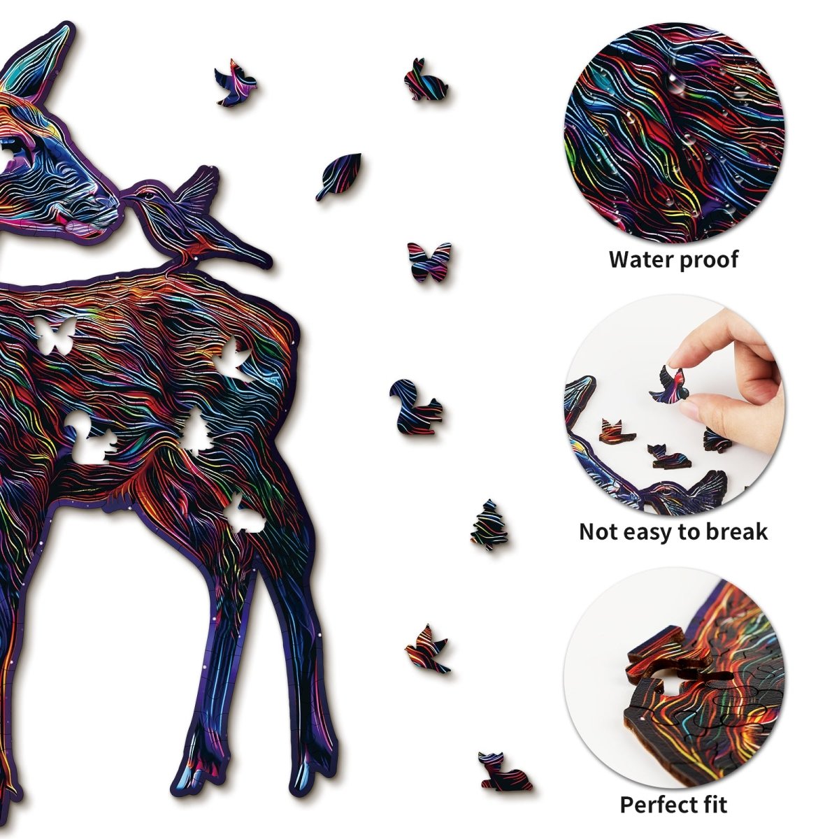 Colorful Deer Wooden Jigsaw Puzzle - KAAYEE Puzzle
