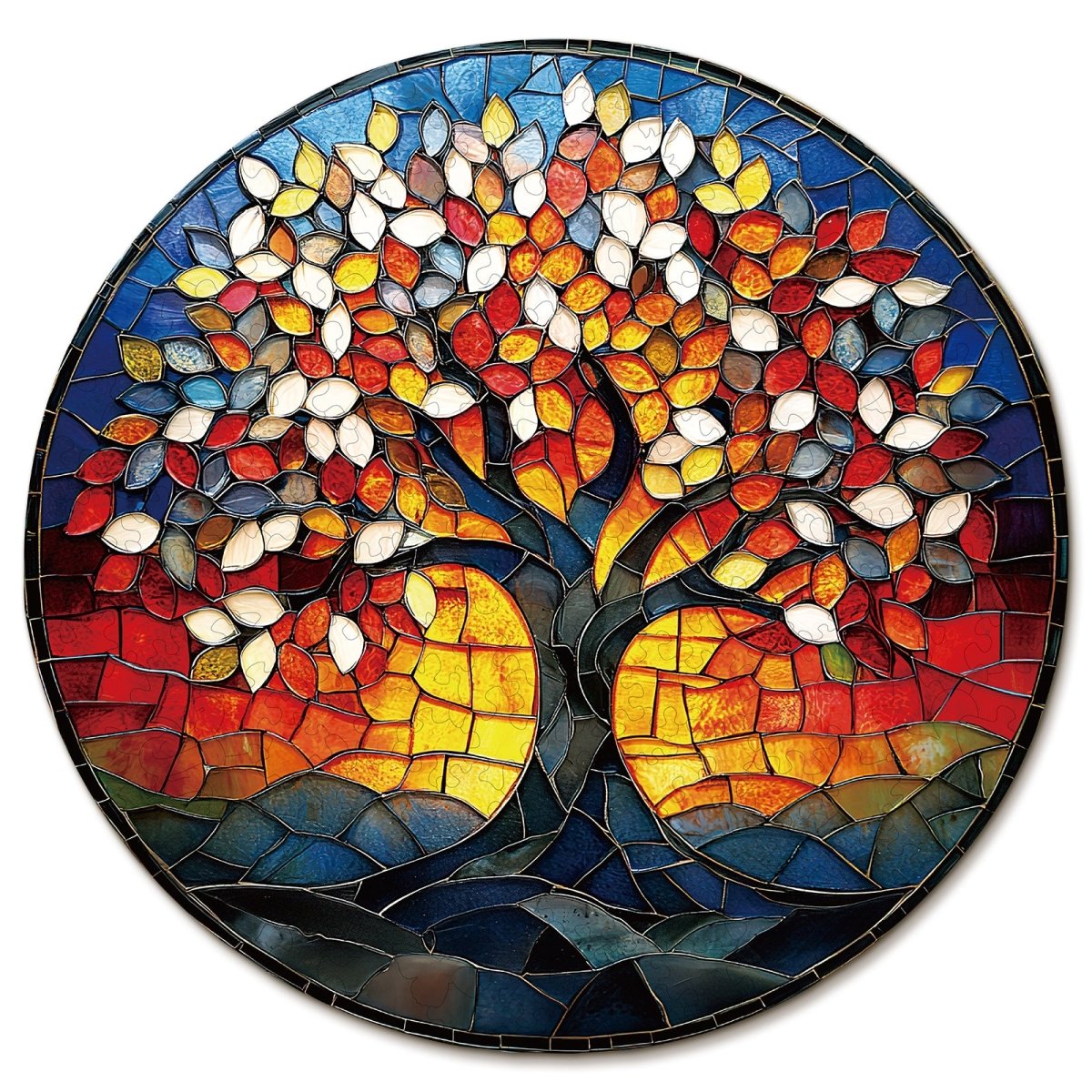 Colorful Glass Tree of Life Wooden Jigsaw Puzzle - KAAYEE Puzzle