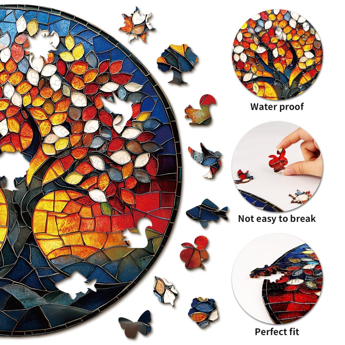 Colorful Glass Tree of Life Wooden Jigsaw Puzzle - KAAYEE Puzzle