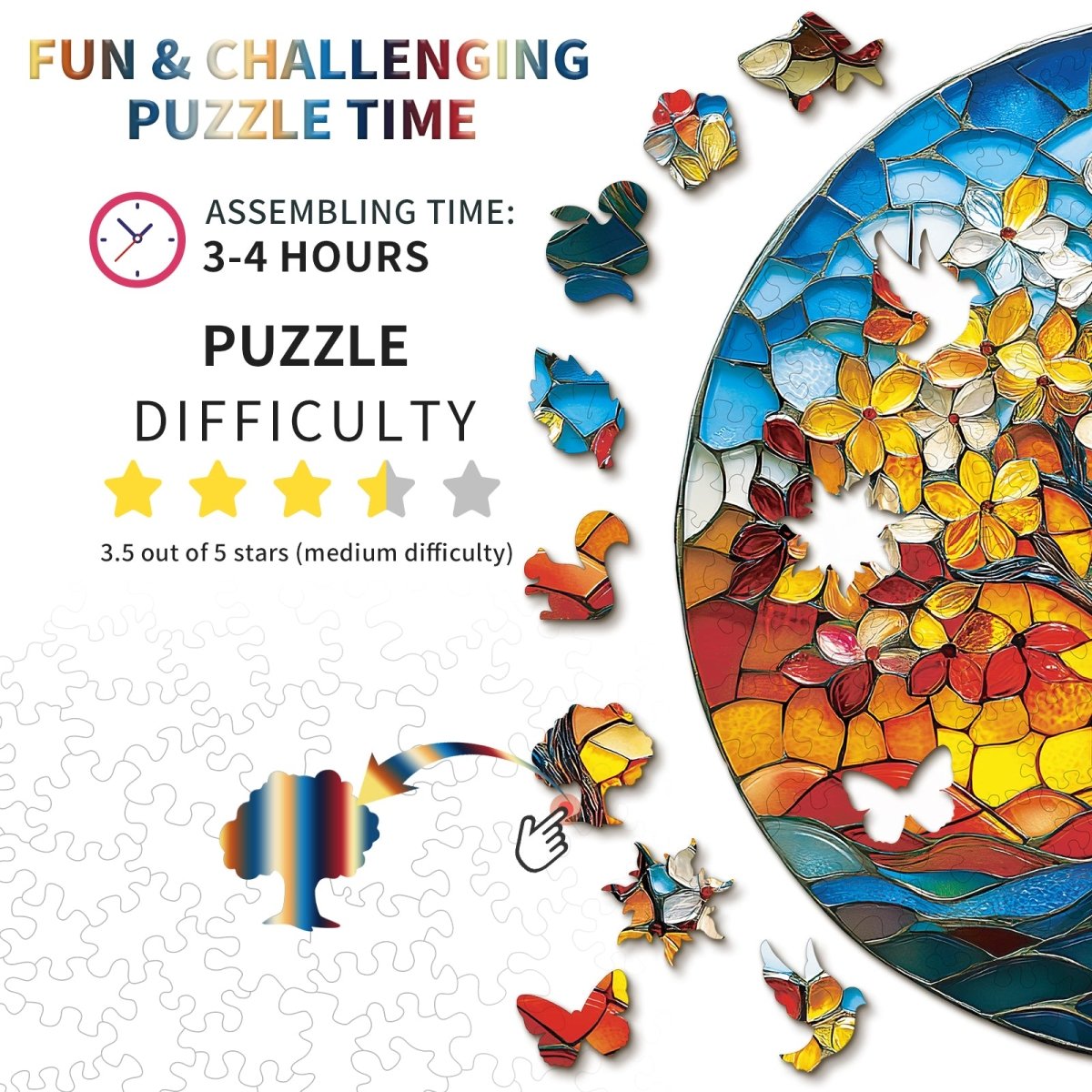 Colorful Glass Tree Wooden Jigsaw Puzzle - KAAYEE Puzzle