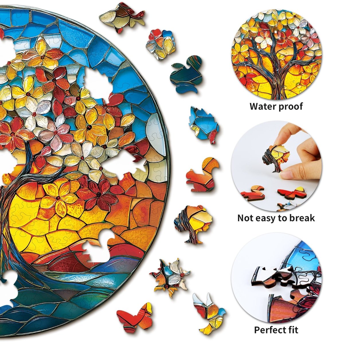 Colorful Glass Tree Wooden Jigsaw Puzzle - KAAYEE Puzzle
