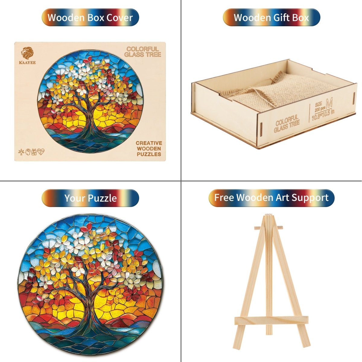 Colorful Glass Tree Wooden Jigsaw Puzzle - KAAYEE Puzzle