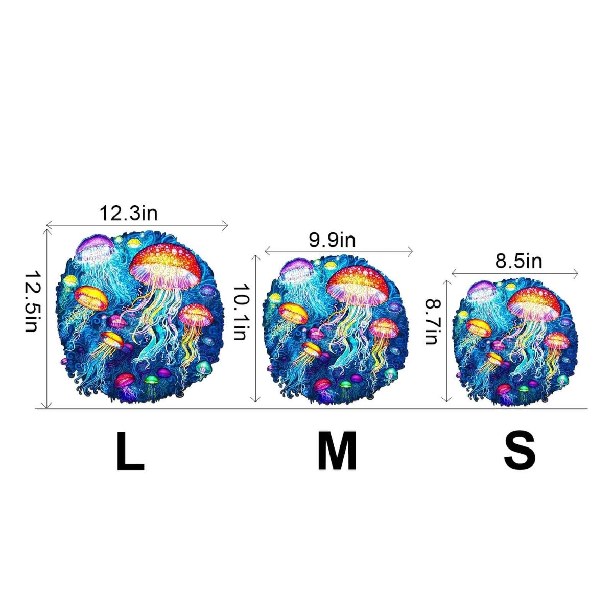 colorful jellyfish Wooden Jigsaw Puzzle - KAAYEE Puzzle