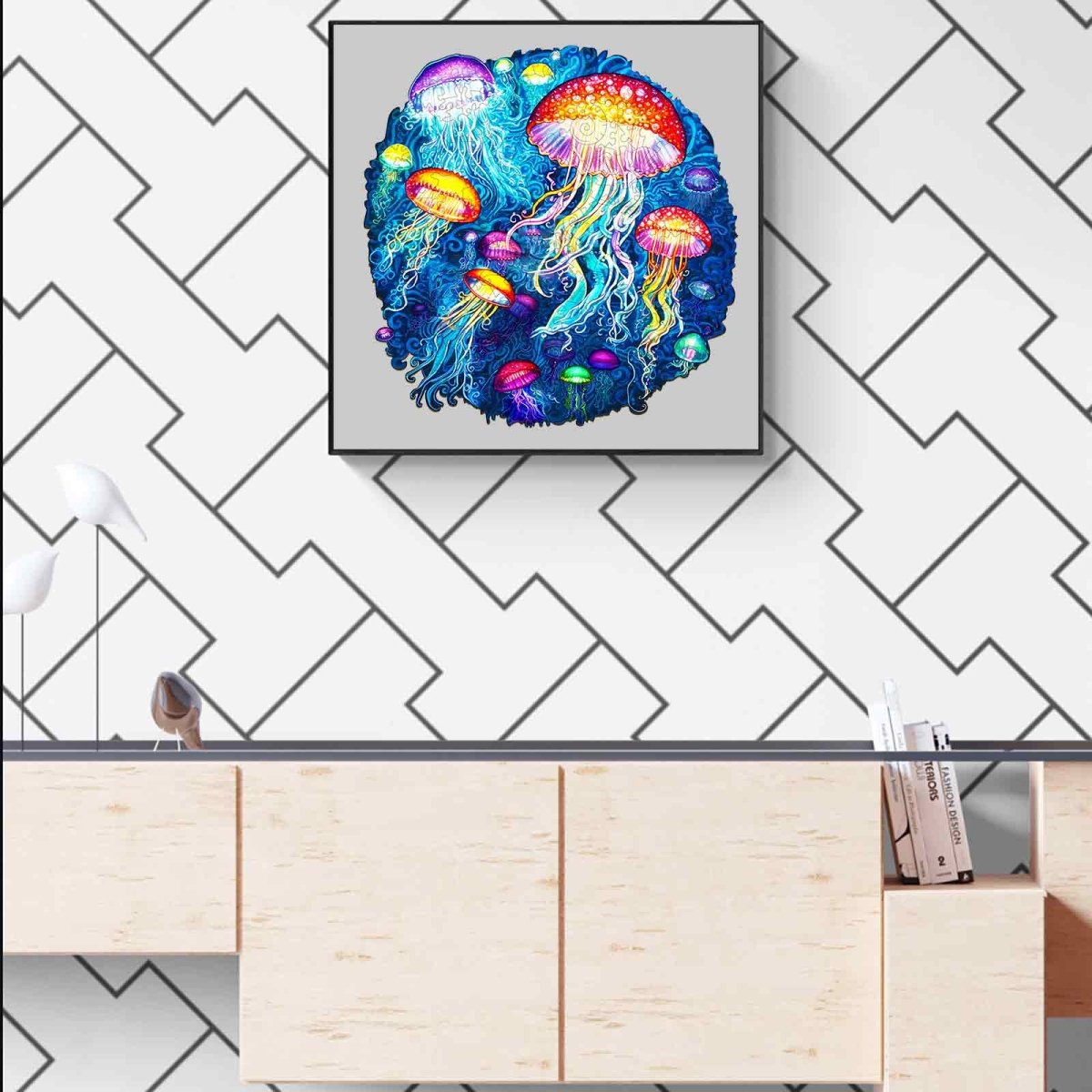 colorful jellyfish Wooden Jigsaw Puzzle - KAAYEE Puzzle