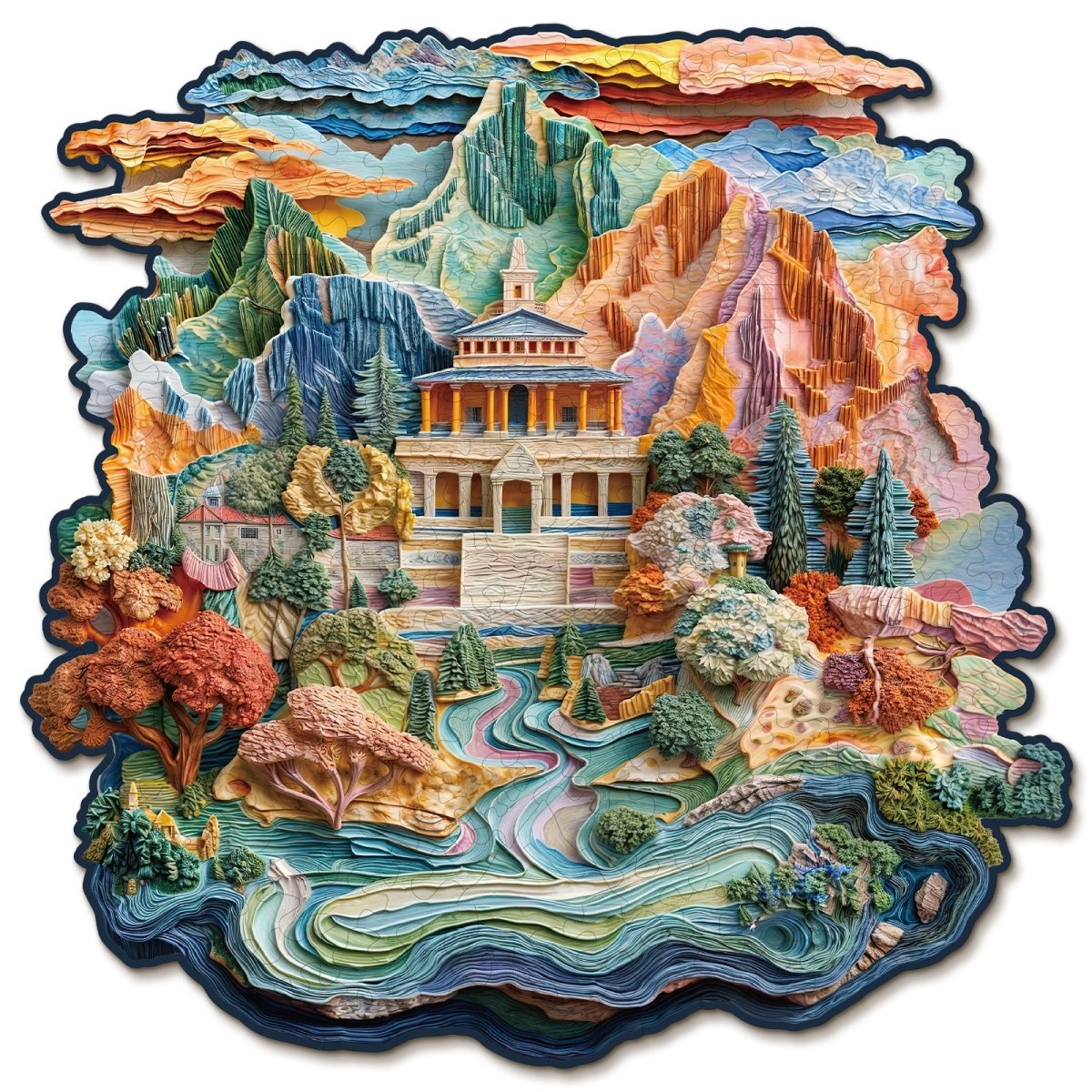 Colorful Temple Wooden Jigsaw Puzzle - KAAYEE Puzzle