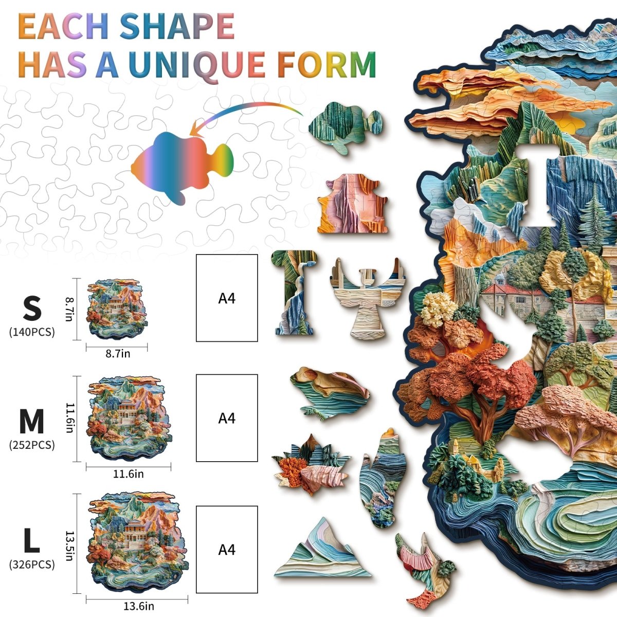 Colorful Temple Wooden Jigsaw Puzzle - KAAYEE Puzzle