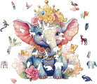 Crowned Elephant Wooden Jigsaw Puzzle - KAAYEE Puzzle