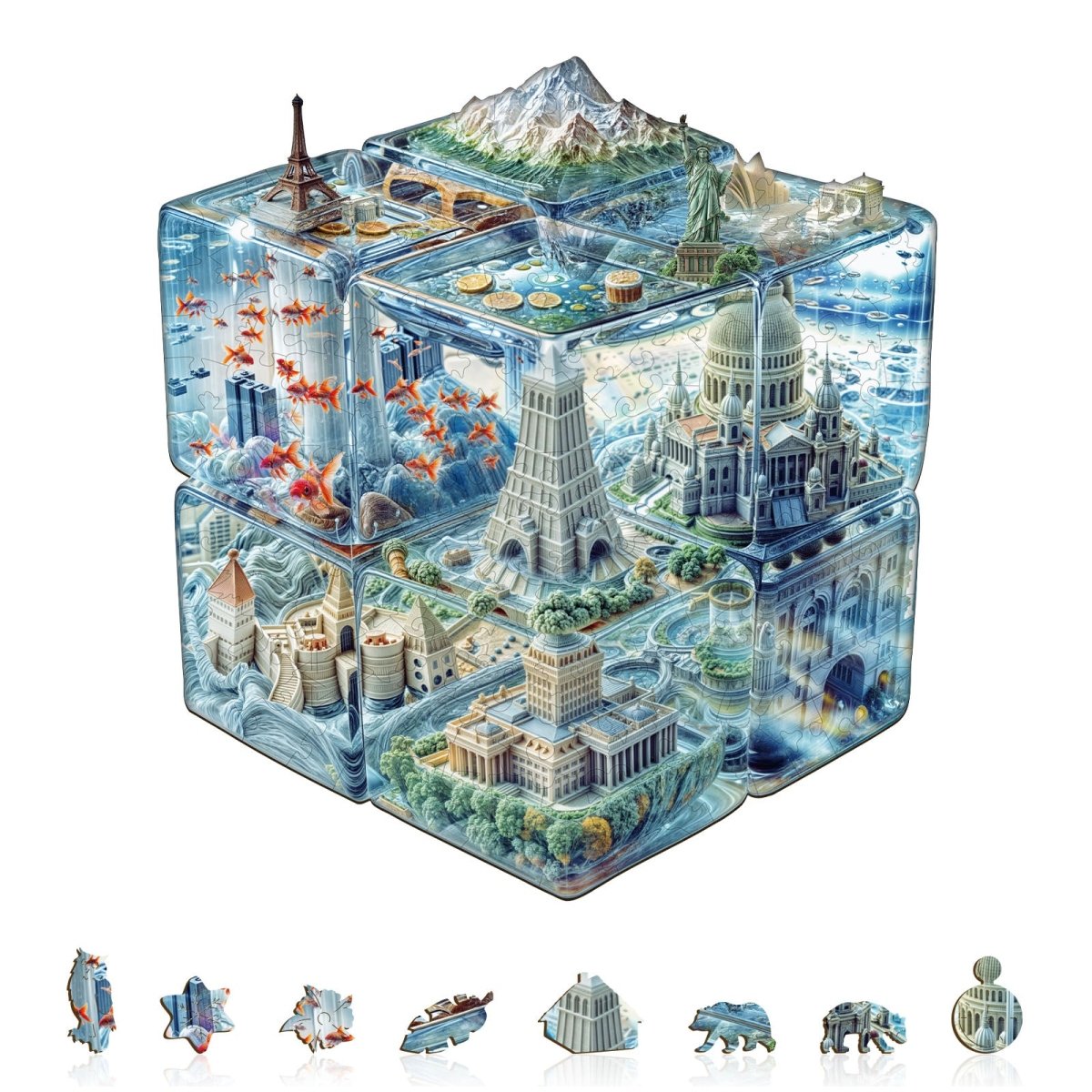 Cube City Wooden Jigsaw Puzzle - KAAYEE Puzzle