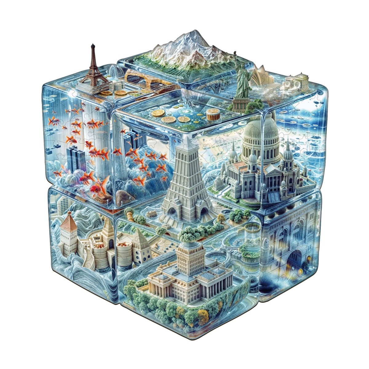 Cube City Wooden Jigsaw Puzzle - KAAYEE Puzzle