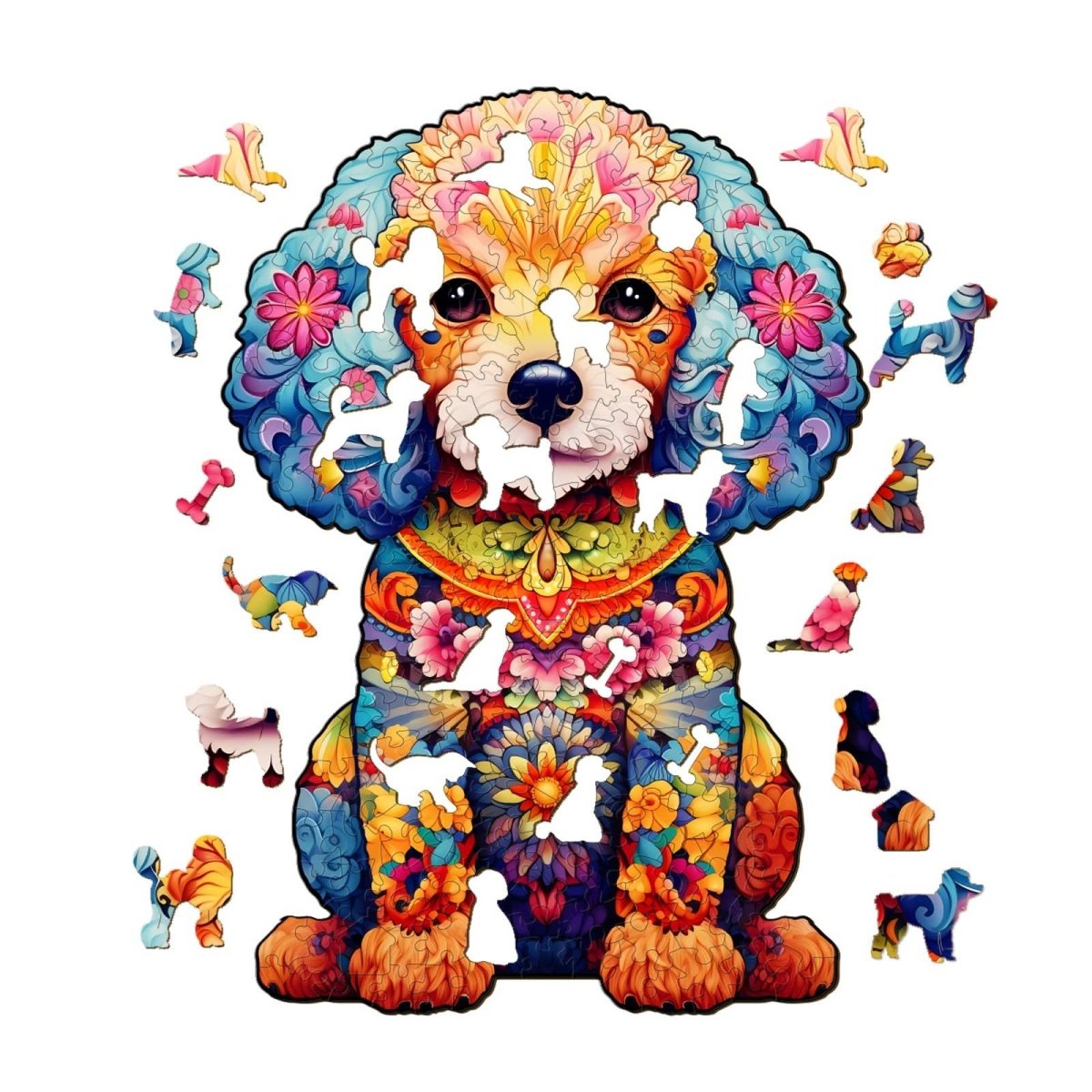 cute poodle Wooden Jigsaw Puzzle - KAAYEE Puzzle