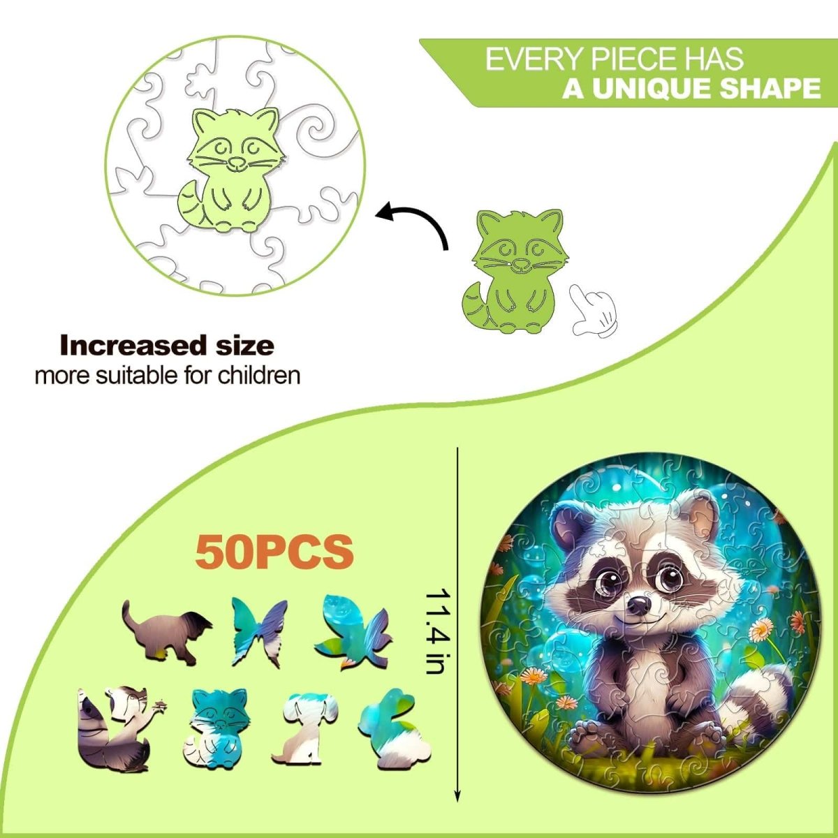 Cute Raccoon Wooden Jigsaw Puzzle - KAAYEE Puzzle