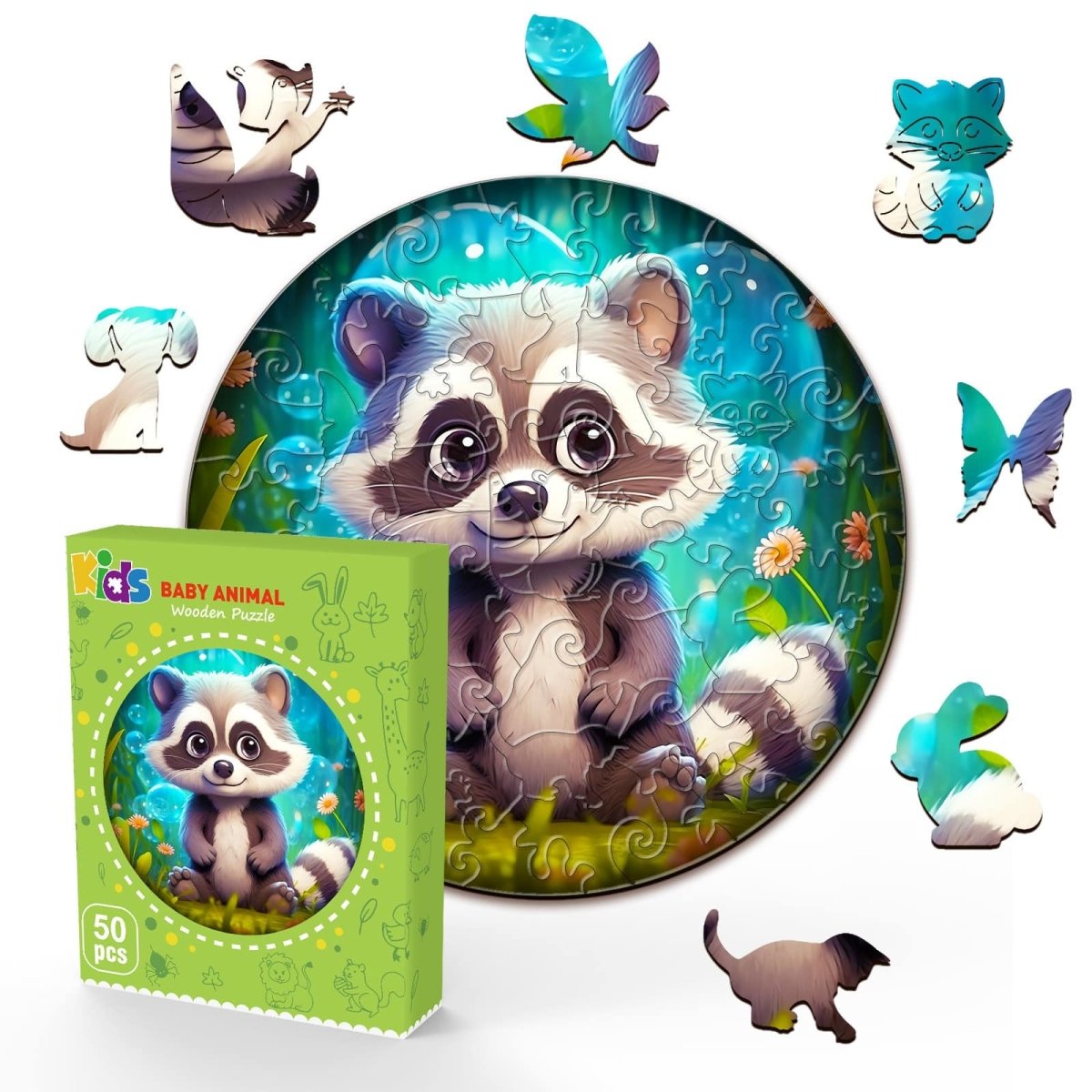 Cute Raccoon Wooden Jigsaw Puzzle - KAAYEE Puzzle