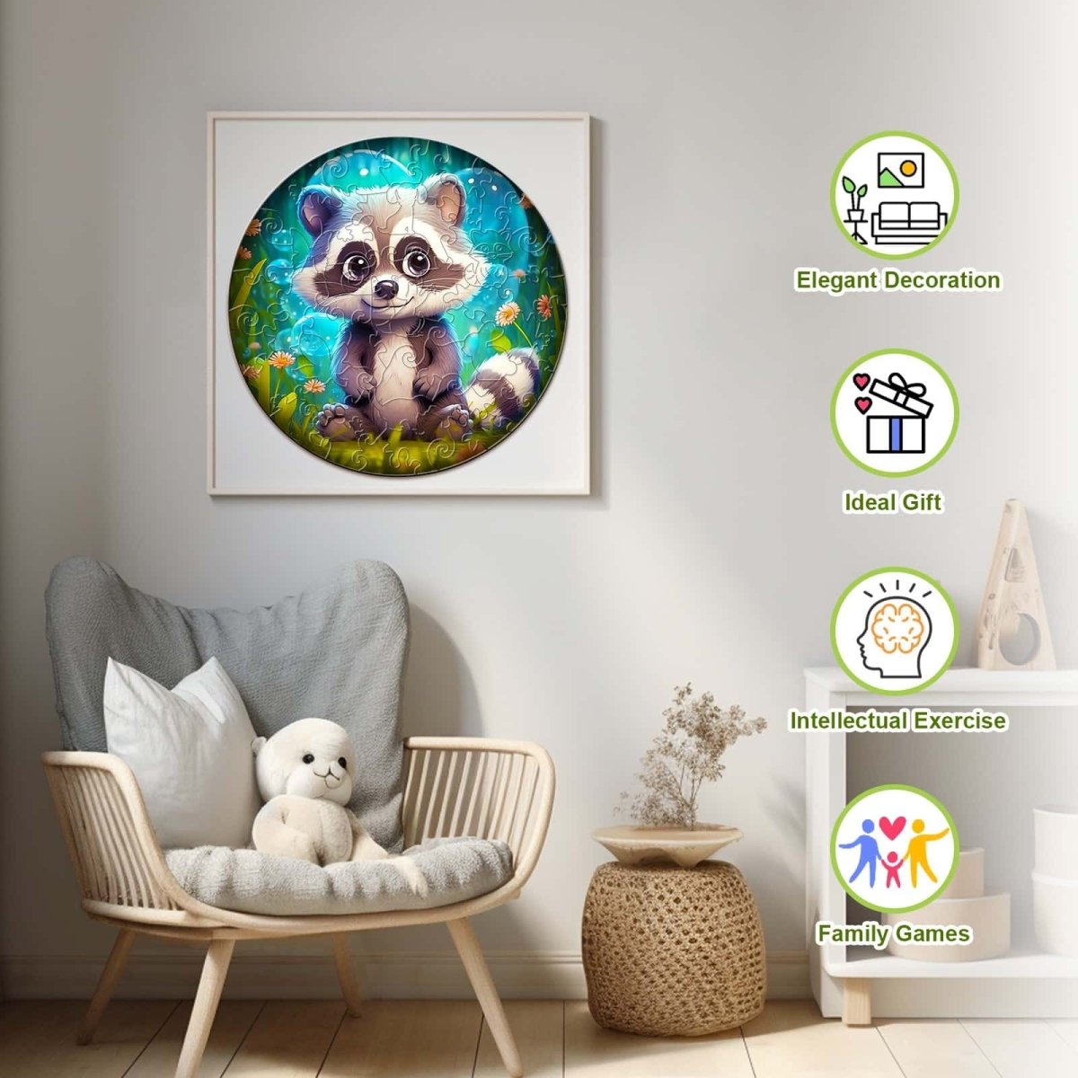 Cute Raccoon Wooden Jigsaw Puzzle - KAAYEE Puzzle