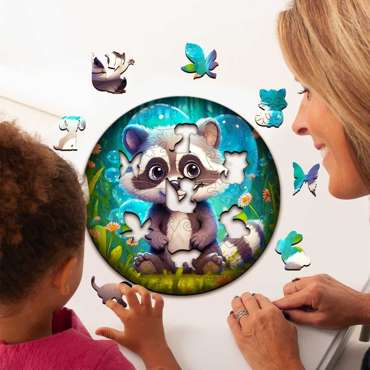 Cute Raccoon Wooden Jigsaw Puzzle - KAAYEE Puzzle
