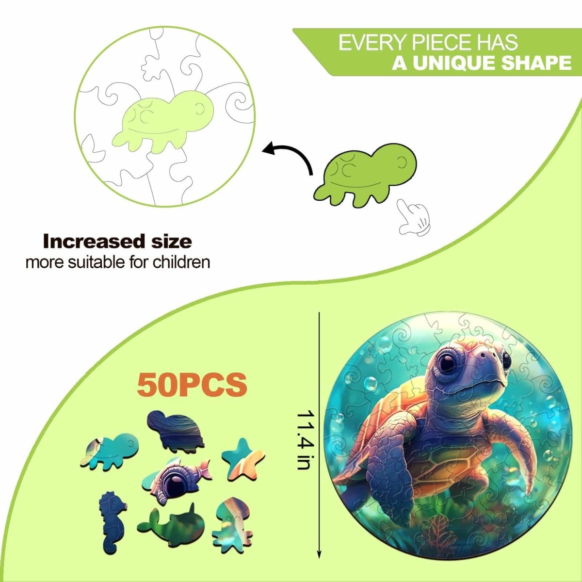 Cute Sea Turtle Wooden Jigsaw Puzzle - KAAYEE Puzzle