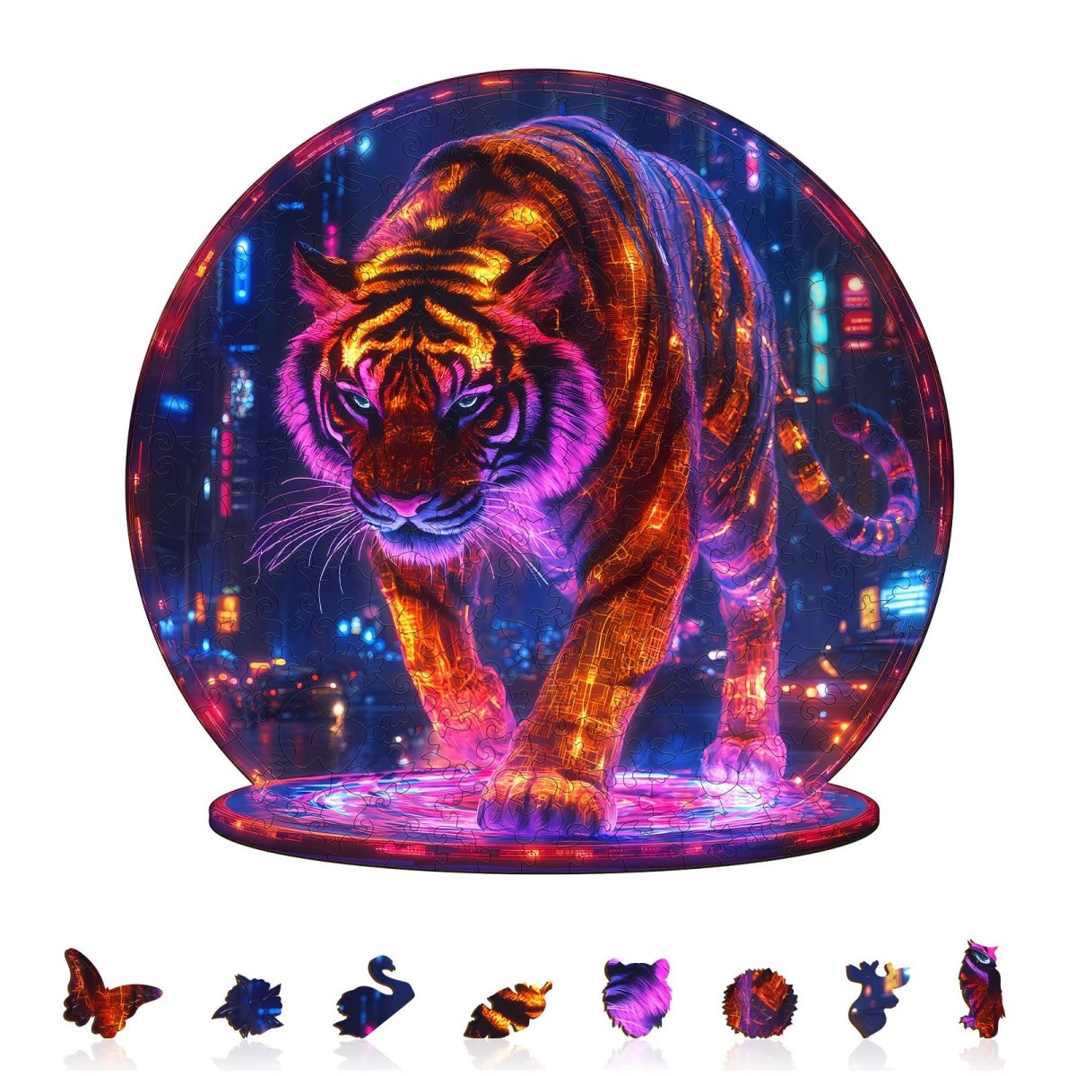 Cyberpunk tiger Wooden Jigsaw Puzzle - KAAYEE Puzzle