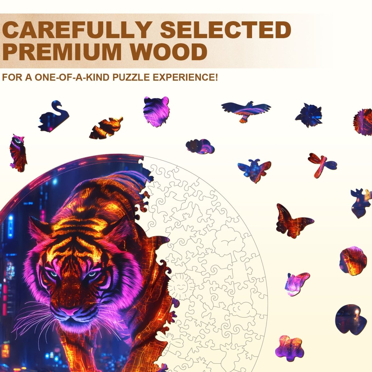 Cyberpunk tiger Wooden Jigsaw Puzzle - KAAYEE Puzzle