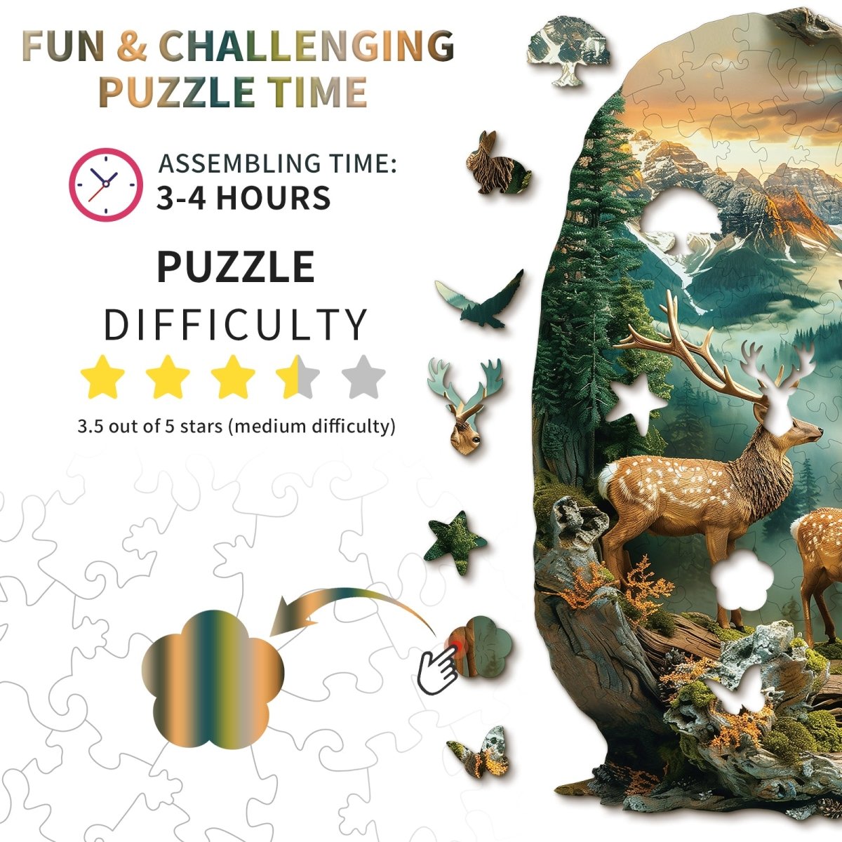 Deer in the forest Wooden Jigsaw Puzzle - KAAYEE Puzzle