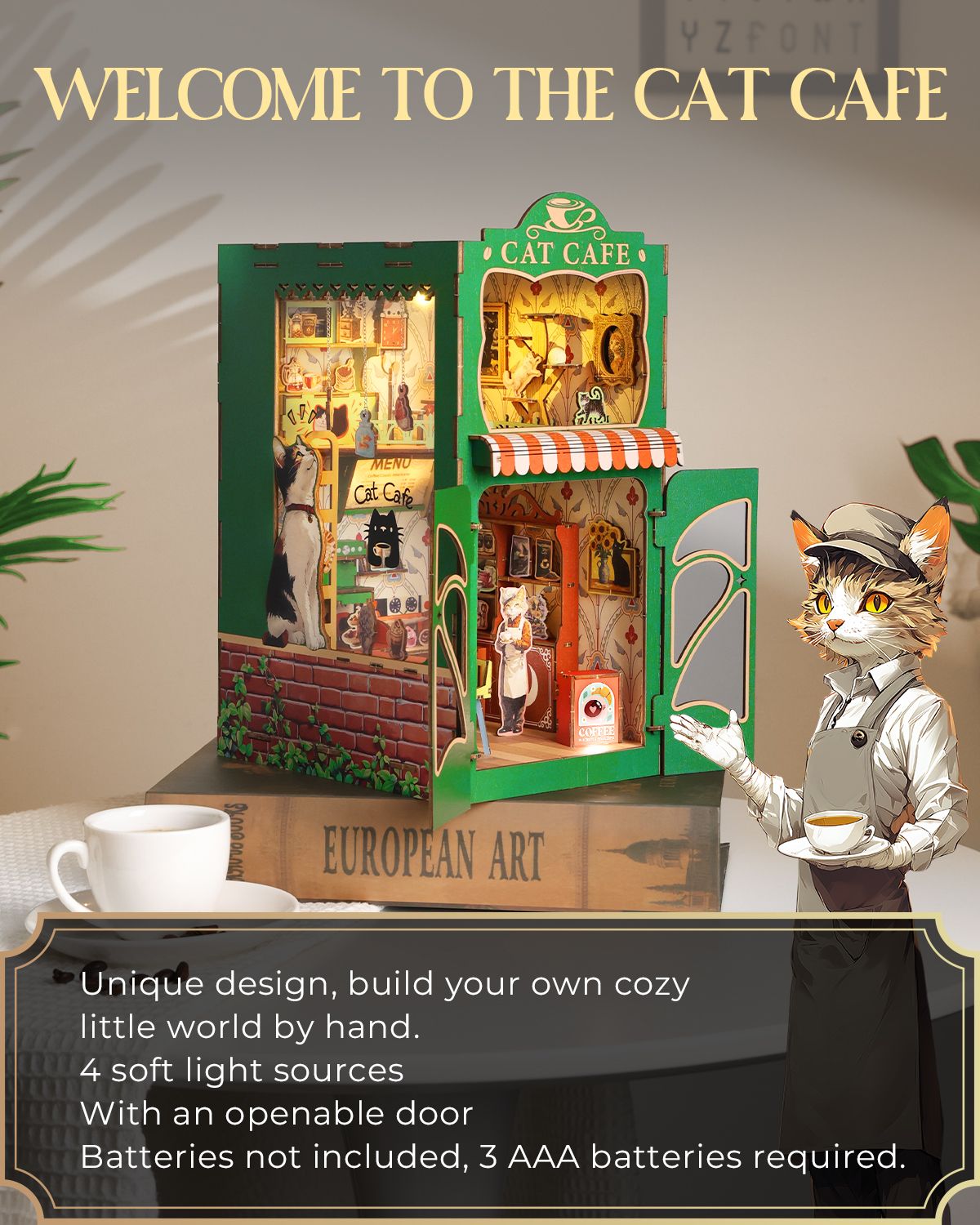 DIY Book Nook Kit,3D Wooden Puzzle