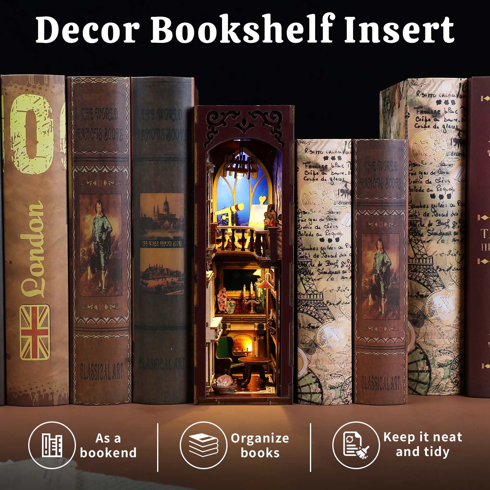 DIY Book Nook Kit,3D Wooden Puzzle