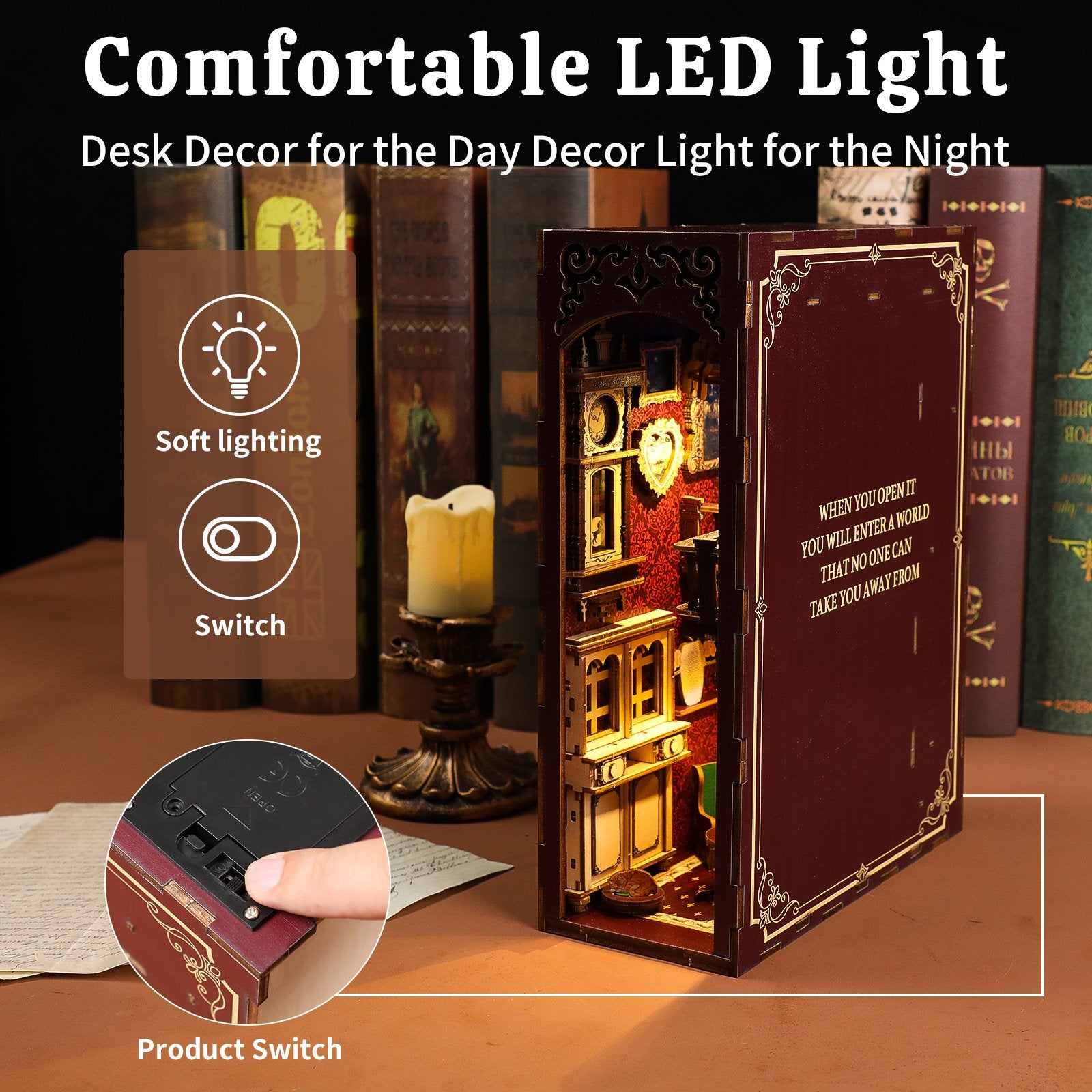 DIY Book Nook Kit,3D Wooden Puzzle