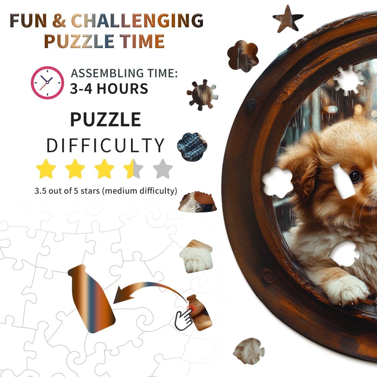 dog and child Wooden Jigsaw Puzzle - KAAYEE Puzzle