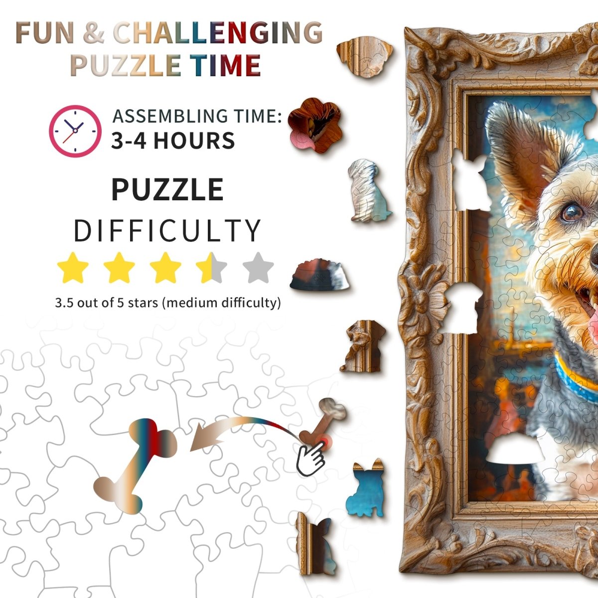 Dog Photo Frame Wooden Jigsaw Puzzle - KAAYEE Puzzle