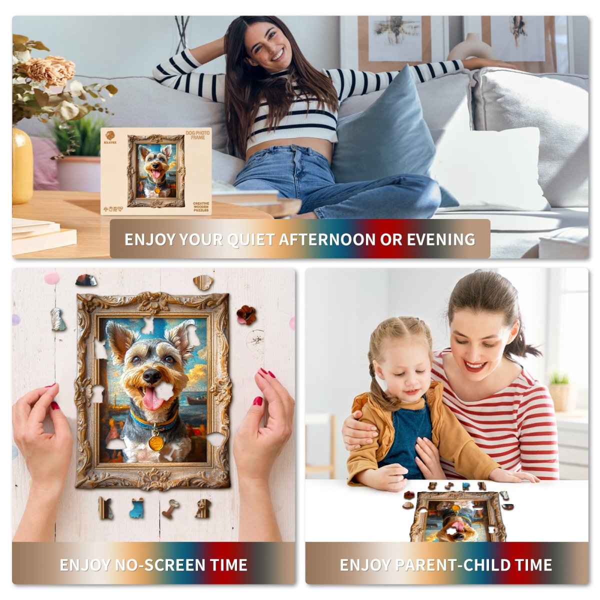 Dog Photo Frame Wooden Jigsaw Puzzle - KAAYEE Puzzle