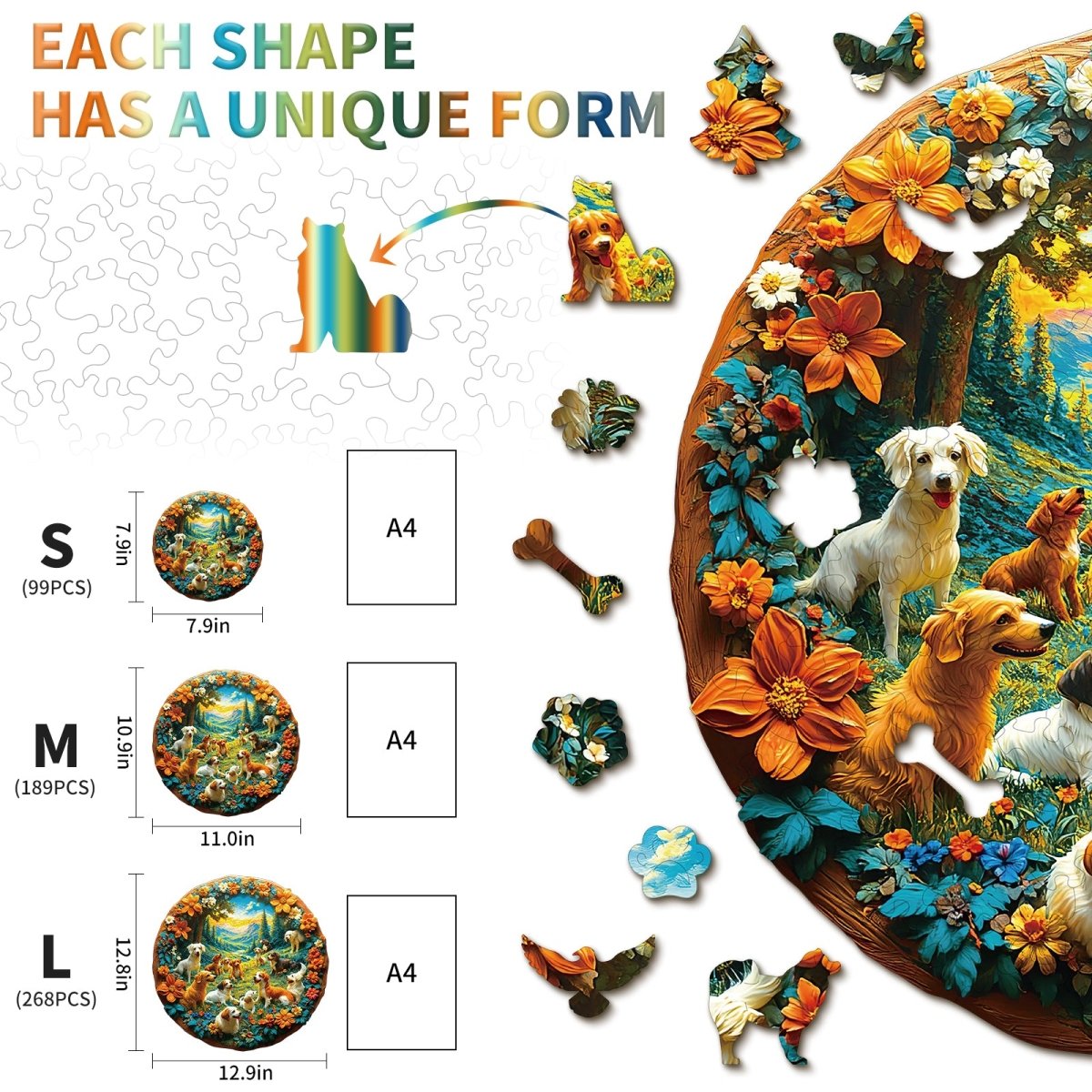 Doggy Paradise Wooden Jigsaw Puzzle - KAAYEE Puzzle