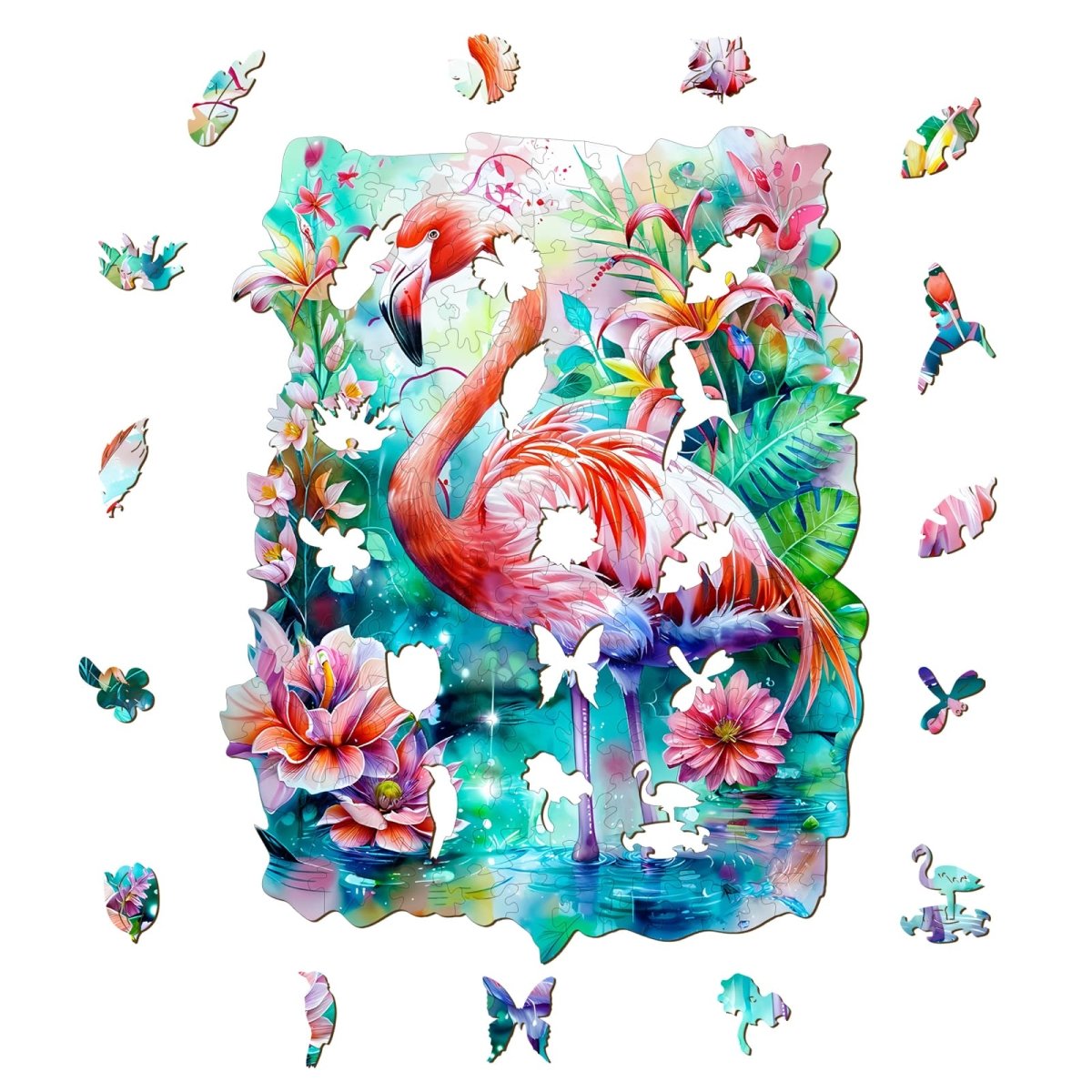 Elegant Flamingo Wooden Jigsaw Puzzle - KAAYEE Puzzle