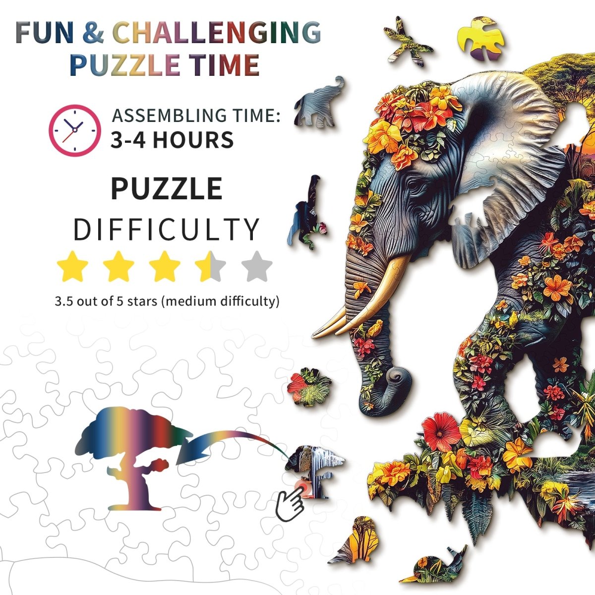 Elephant Eden Wooden Jigsaw Puzzle - KAAYEE Puzzle