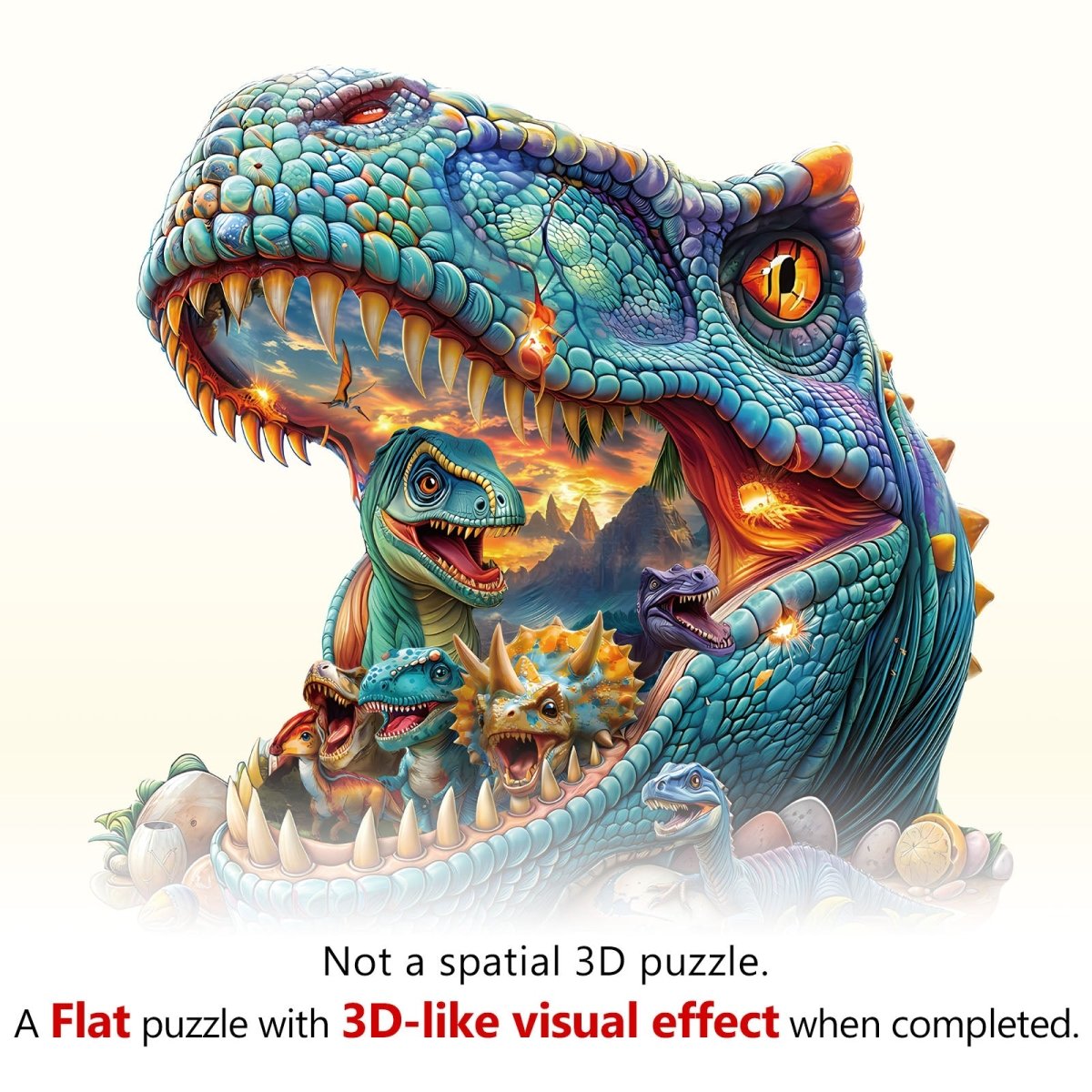 Fantasy Dinosaurs - 2 Wooden Jigsaw Puzzle - KAAYEE Puzzle