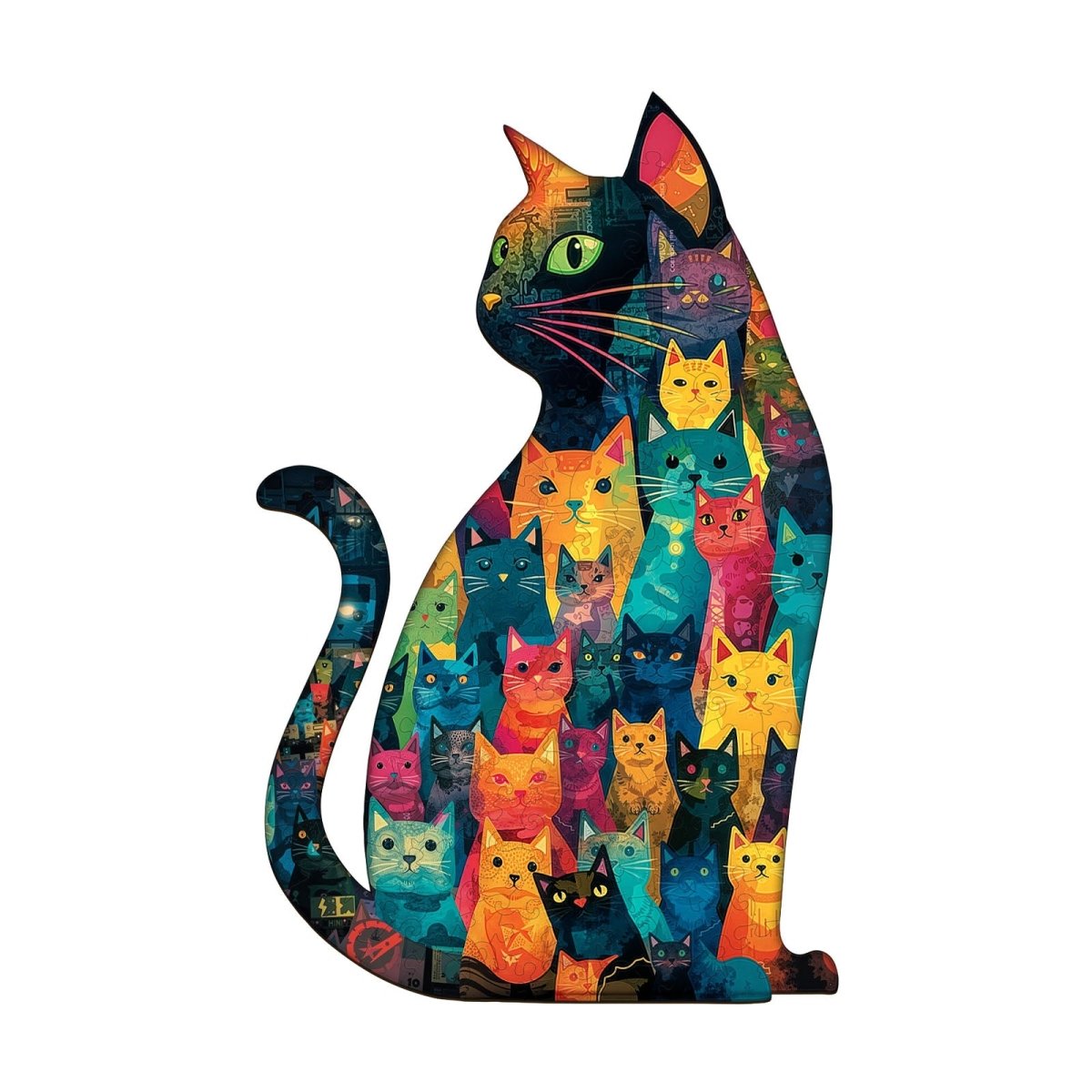 Feline Mosaic Wooden Jigsaw Puzzle - KAAYEE Puzzle