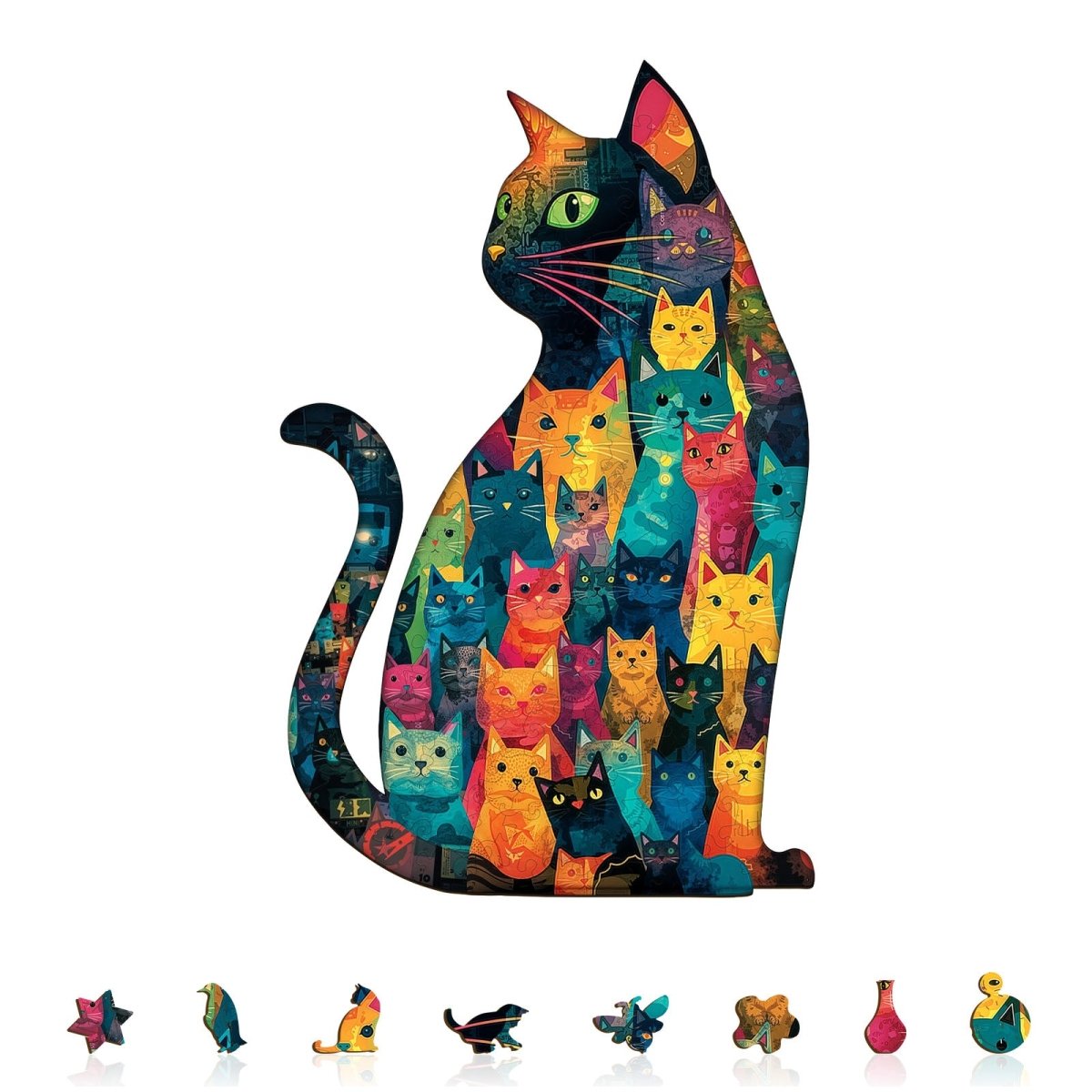 Feline Mosaic Wooden Jigsaw Puzzle - KAAYEE Puzzle