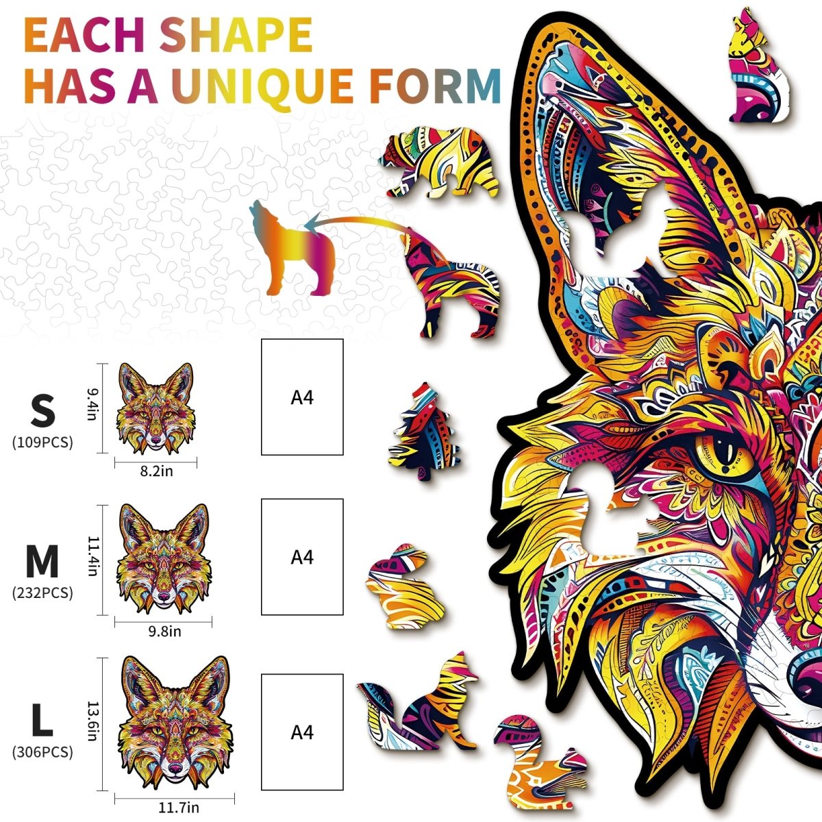 Fiery Fox Wooden Jigsaw Puzzle - KAAYEE Puzzle